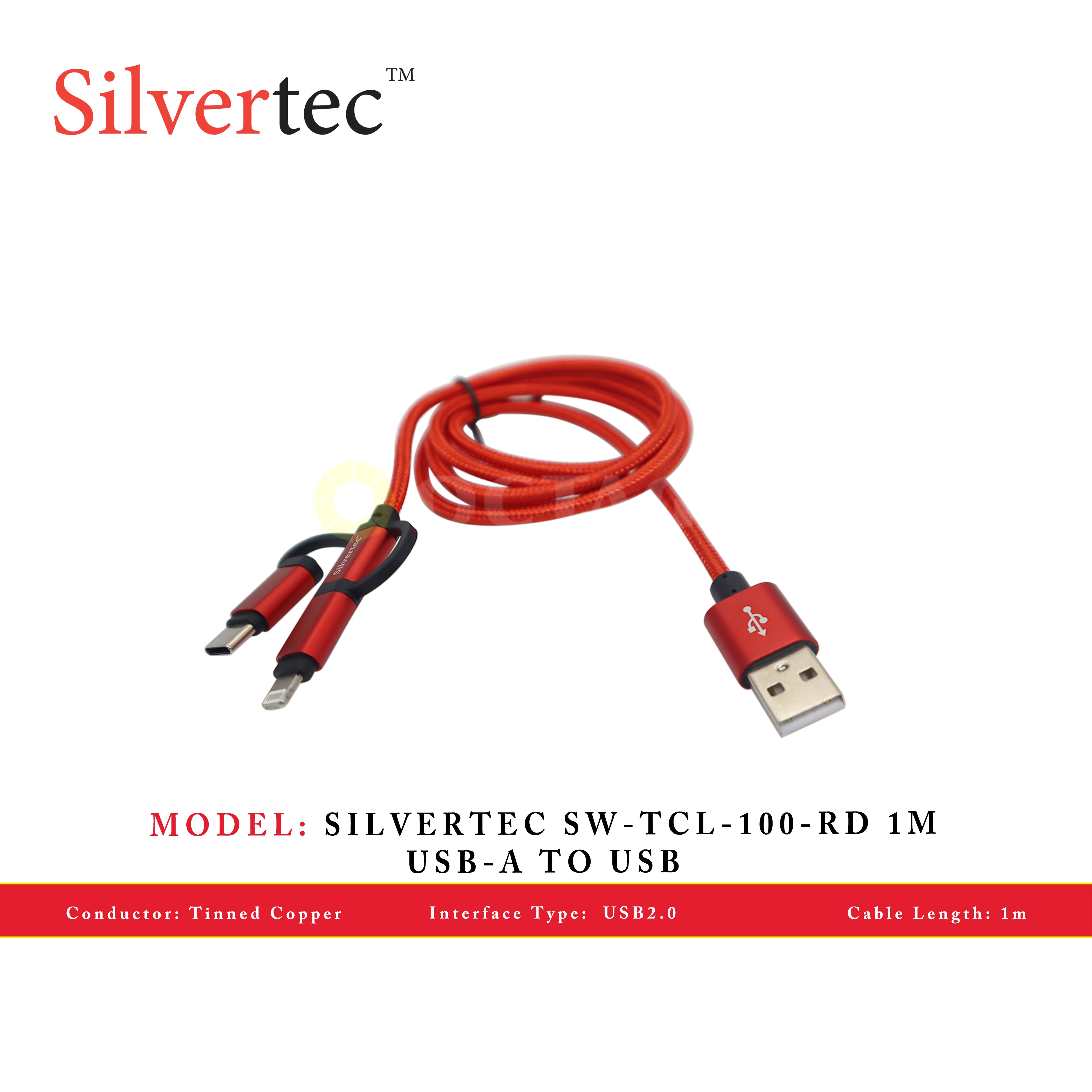 SILVERTEC SW-TCL-100-RD 1M USB-A TO USB