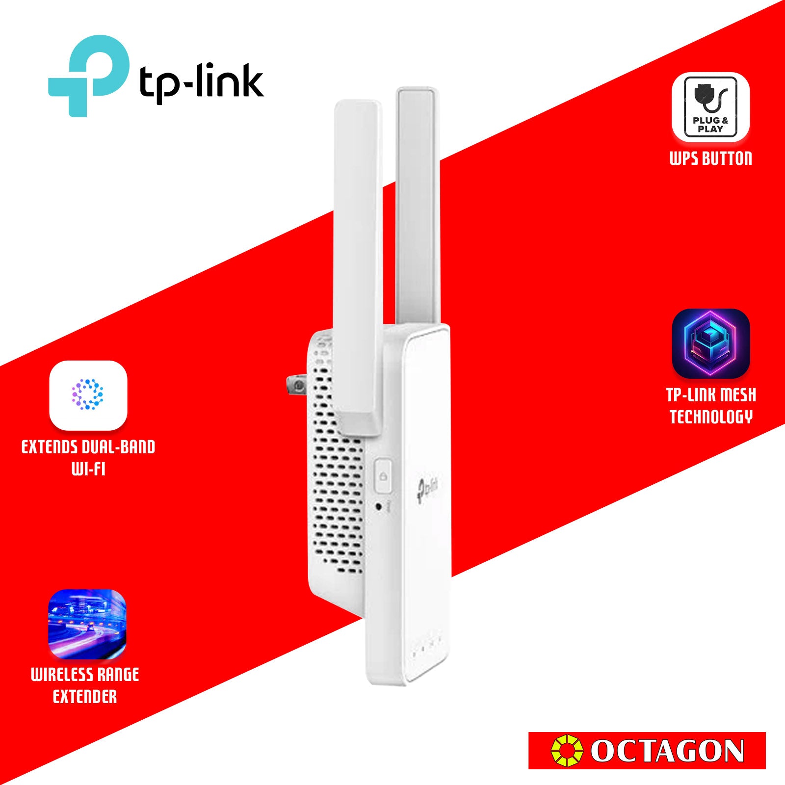 TPLINK RE215 AC750 MESH DUAL BAND WI-FI RANGE EXTENDER WIFI REPEATER