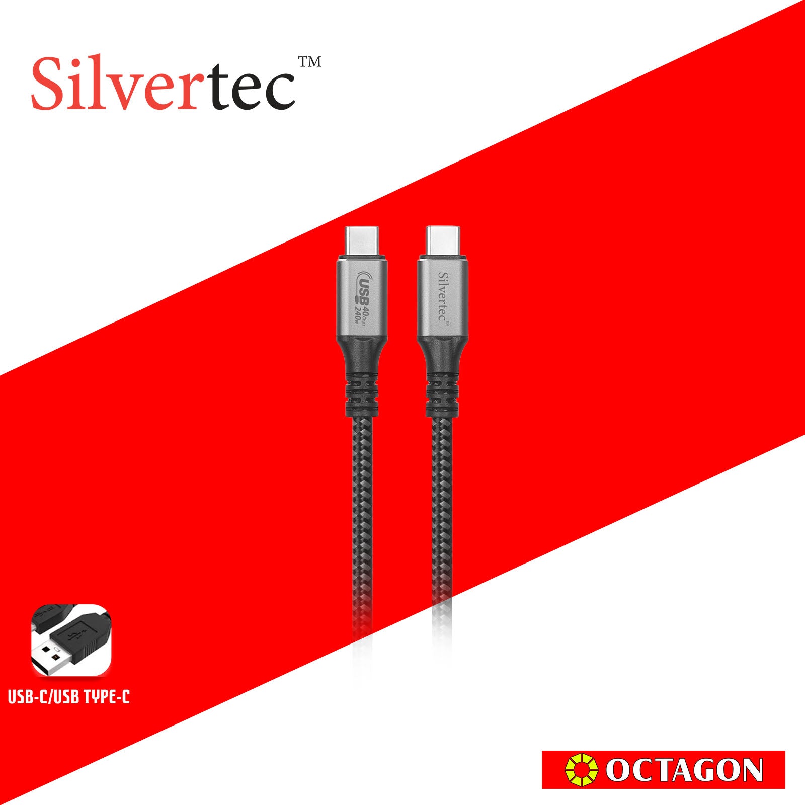 SILVERTEC SW-CC4120-BK USB4.0 C 1.2M 240W 40GBPS CABLE