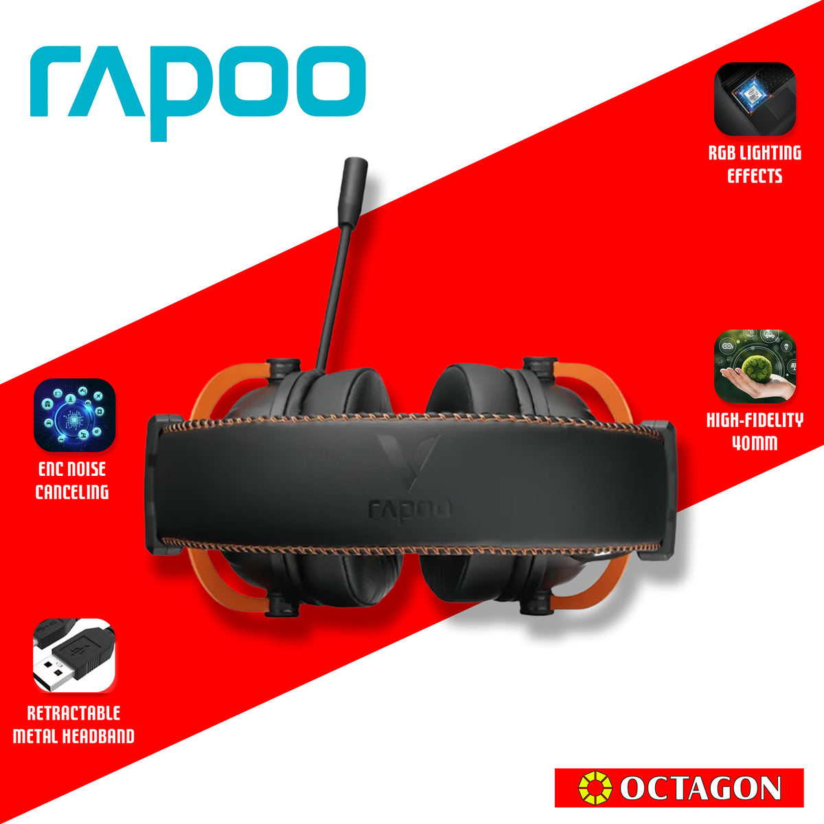 RAPOO VH350S BLACK WIRED USB 7.1 GAMING HEADSET
