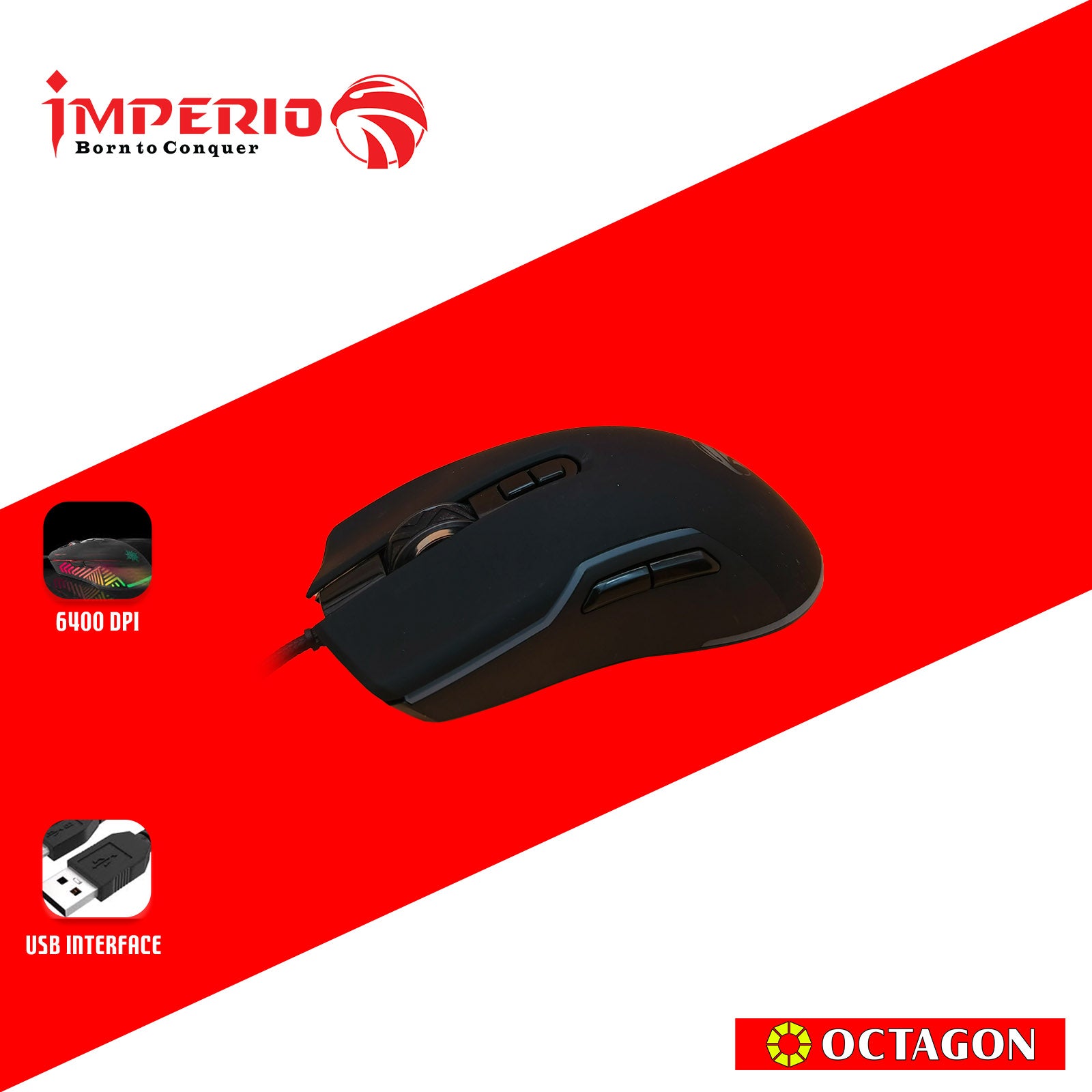 IMPERIO IMSL-M200 RGB GAMING MOUSE 6400DPI