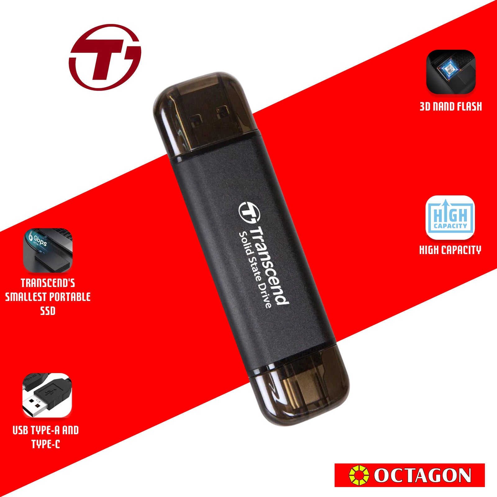 TRANSCEND TS256GESD310C 256GB EXTERNAL SSD BLK
