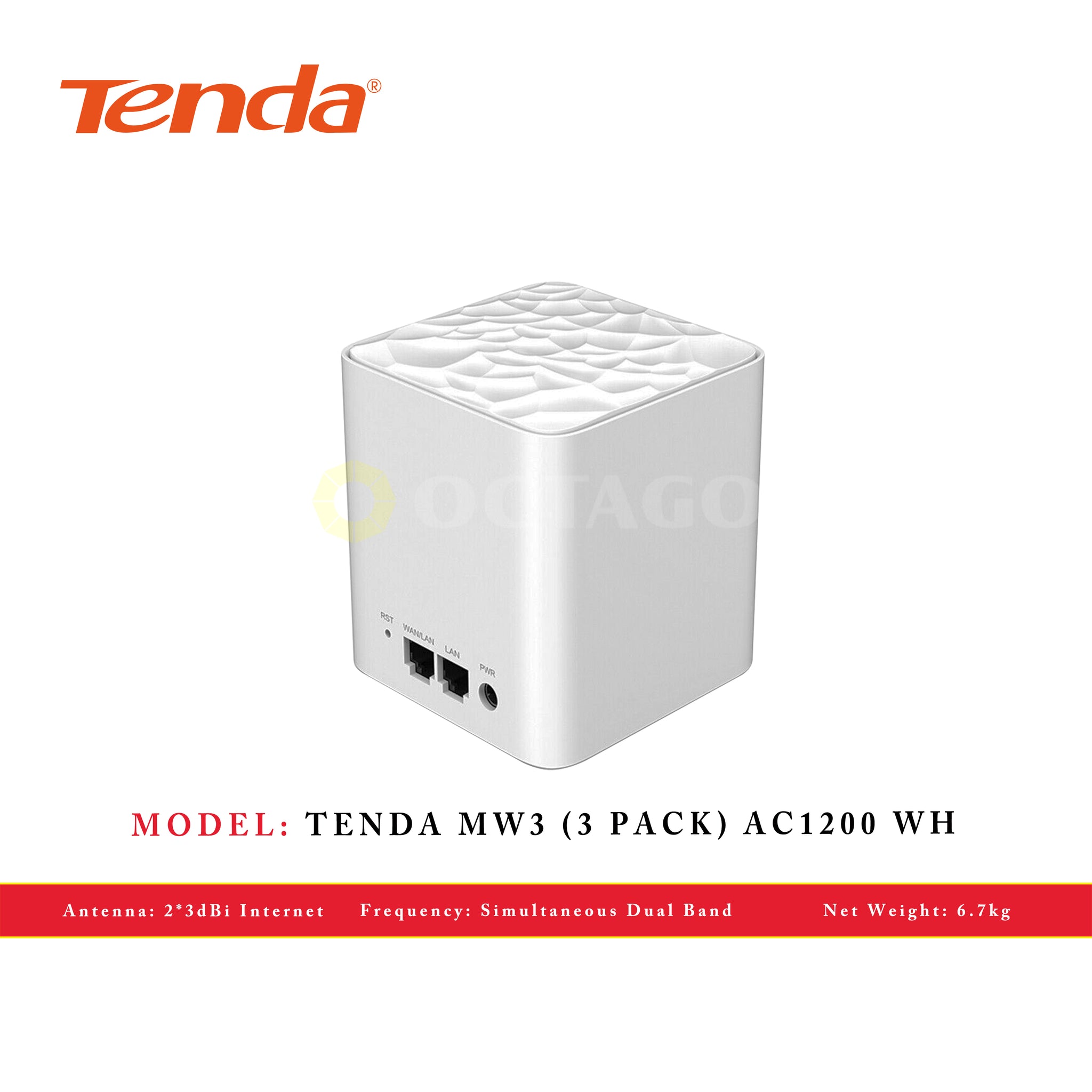 TENDA MW3 (3 PACK) AC1200 WH