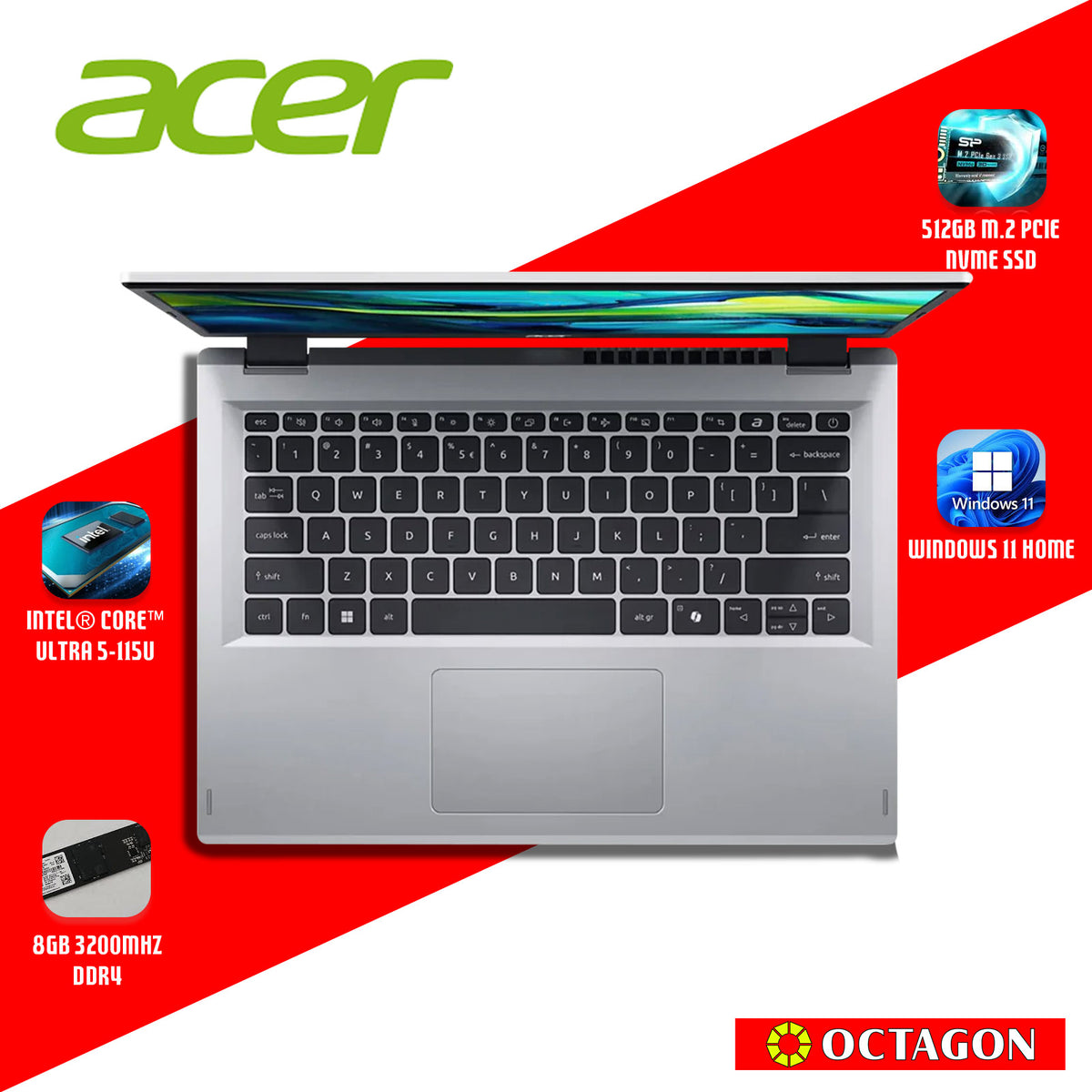 ACER ASPIRE GO 14 AI AG14-71M-55Q4 OPI/ ULTRA 5 115U/ 8GB/ 512GB SSD