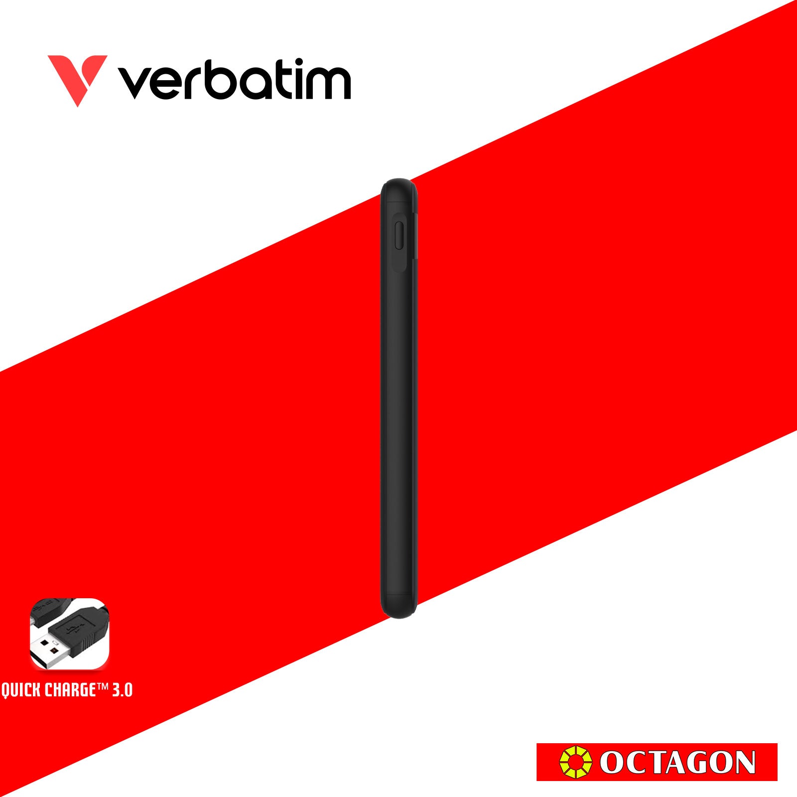 VERBATIM 66439 10000MAH LIGHTWEIGHT POWER PACK PD 18W + QC 3.0 18W (GREY)