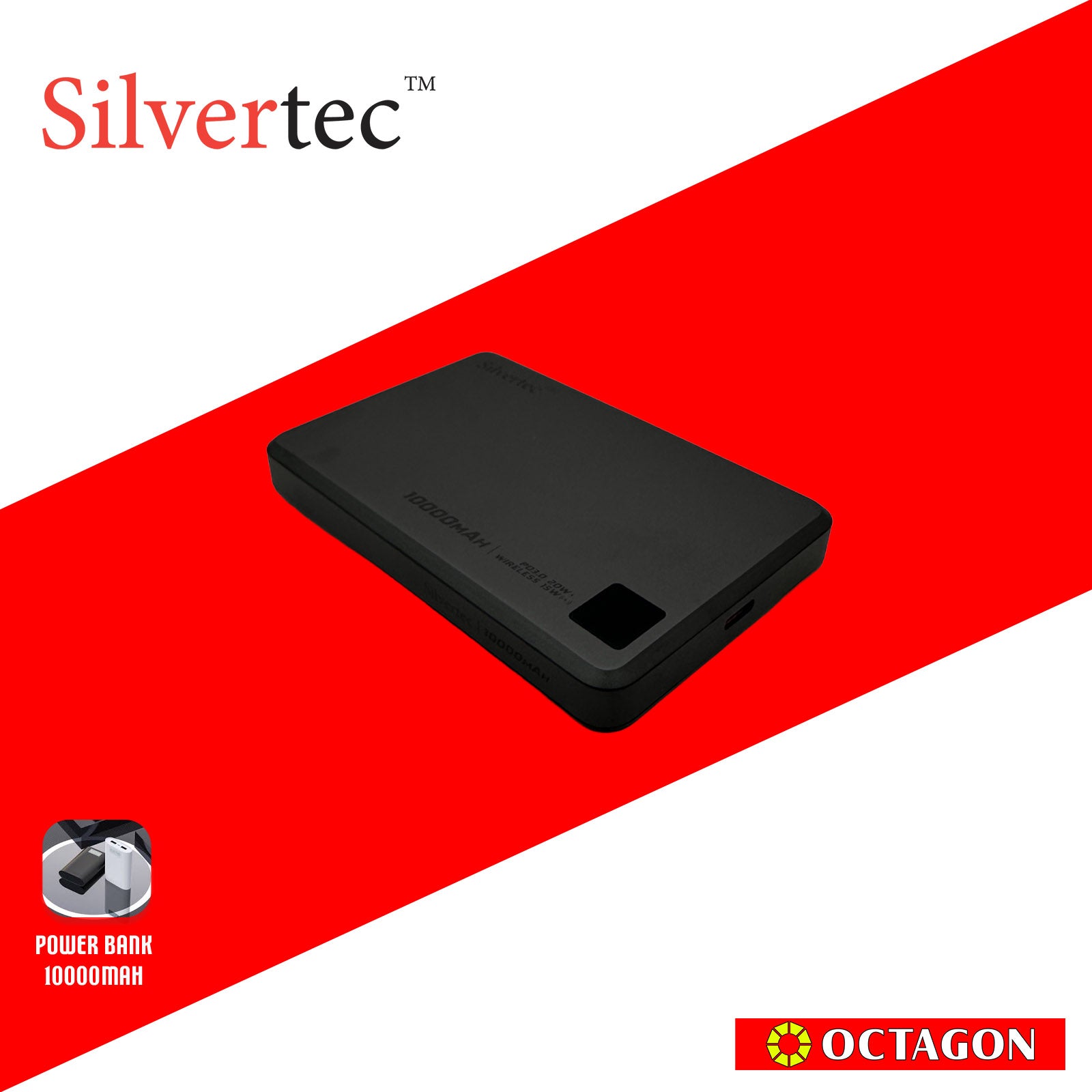 SILVERTEC SRT-MP100-SG ULTRA-SLIM MAGNETIC WIRELESS PD20W POWERBANK 10000MAH (SPACE GRAY)