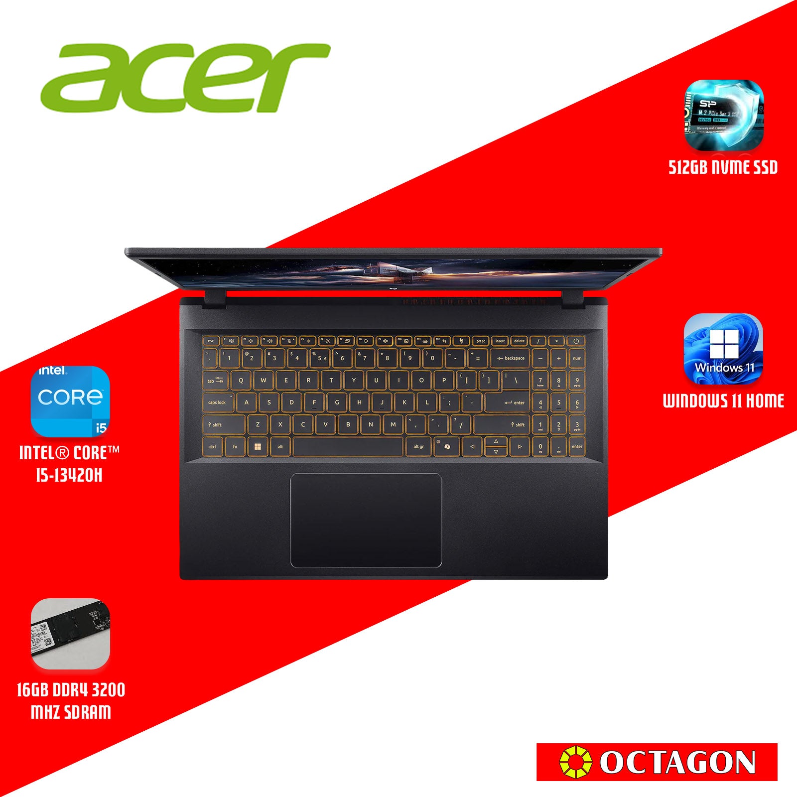 ACER NITRO V ANV15-52-572T/ CORE I5-13420H/ 16GB DDR4/ 512GB SSD/ 15.6 FHD IPS 165HZ/ WIN 11/ RTX5050 8GB