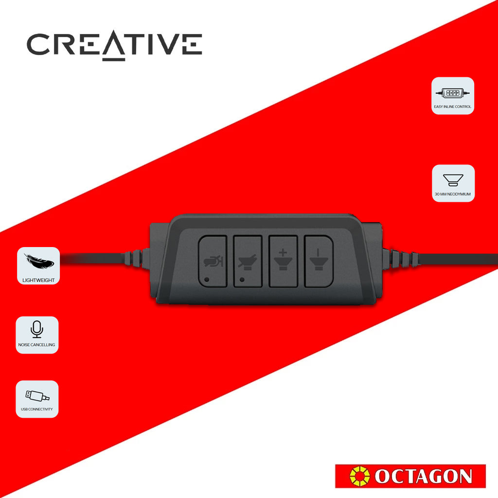 CREATIVE HS-220 HEADSET USB NOISE CANCELLING CONDENSER MIC