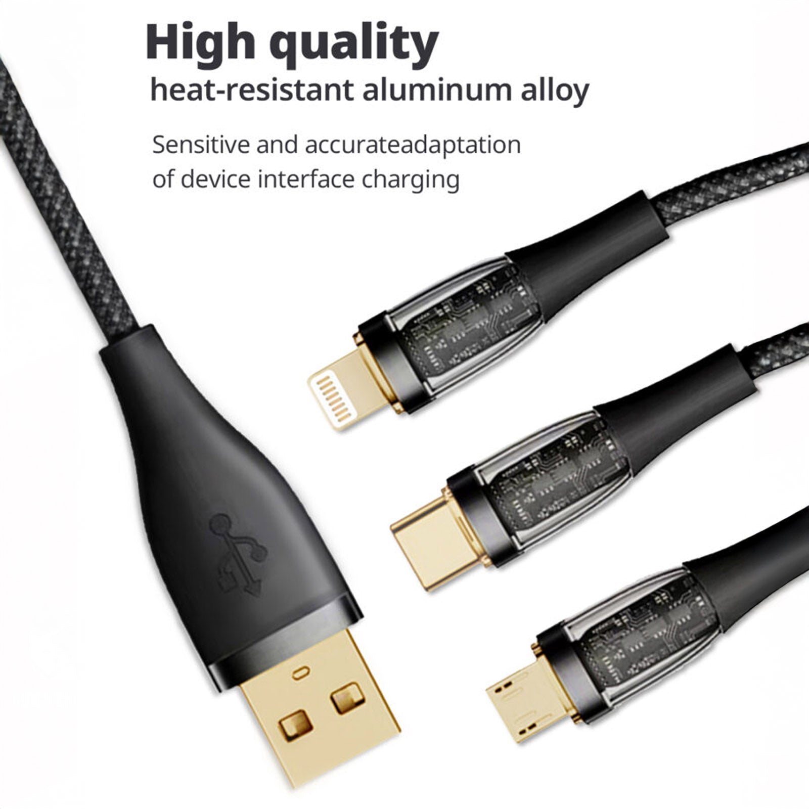 SUPERV RT66 BLACK (3 IN 1) CABLE 1.2M (OUTPUT TYPE C/ MICRO USB/ LIGHTNING/ INPUT USBA)