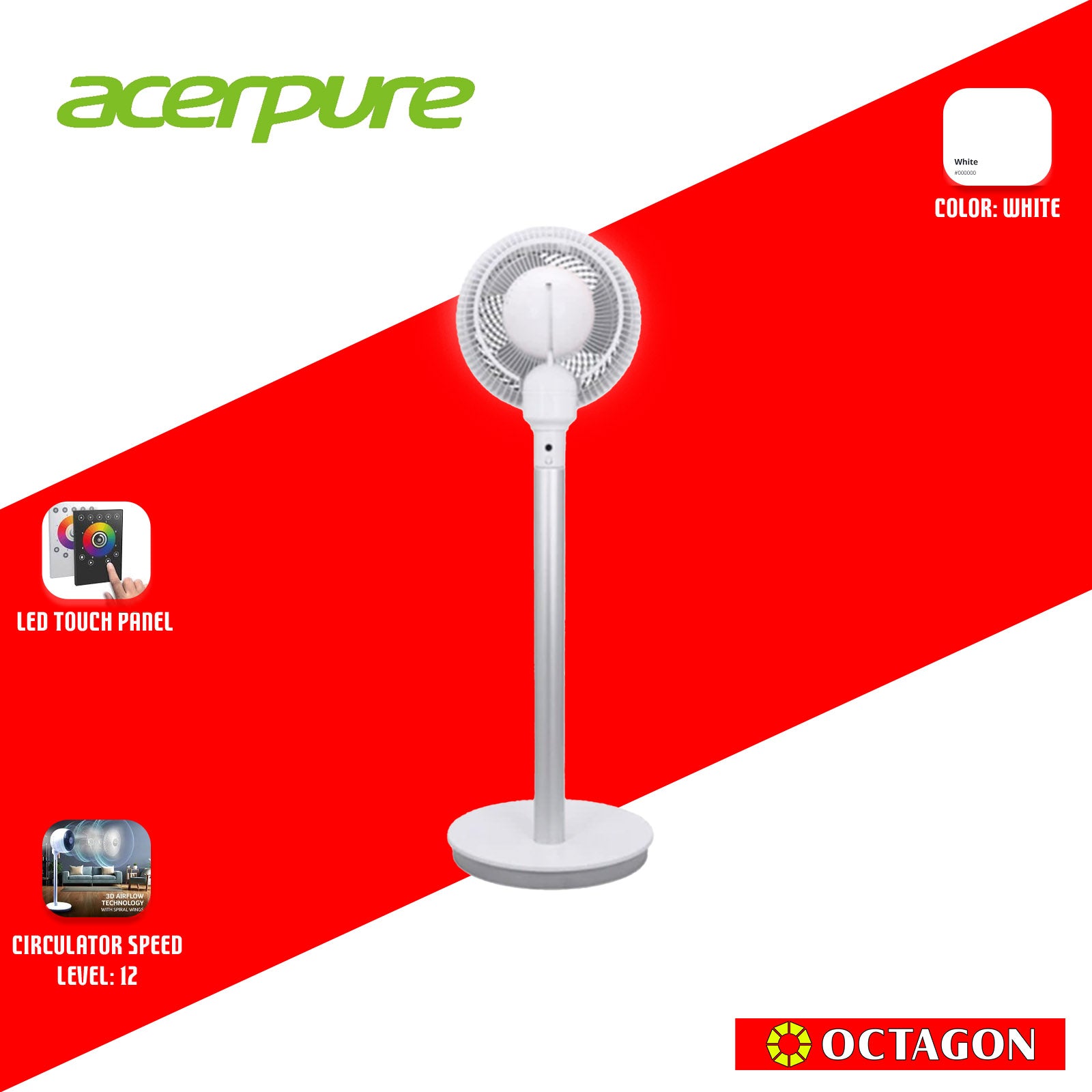 ACERPURE COZY F1 AIR CIRCULATOR (ZL.ACCTG.022) AF551-20W 333.4X333.4X1000MM 3D AIRFLOW TECHNOLOGY