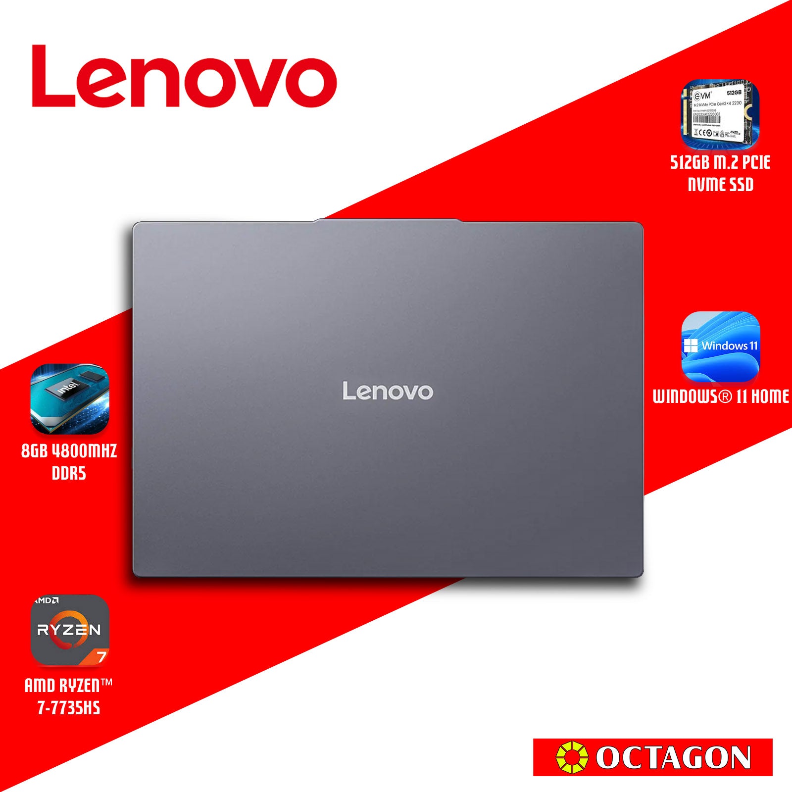 LENOVO IP S3-15 (83K700EGPH)/ RYZEN 7 7735HS/ 8GB/ 512GB SSD/ 15.3 WUXGA/ WIN 11/ OFFICE HOME 2024