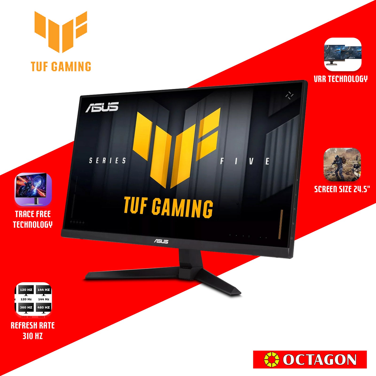 ASUS TUF VG259QMR5A 24.5 FHD IPS 310HZ 0.3MS GAMING MONITOR