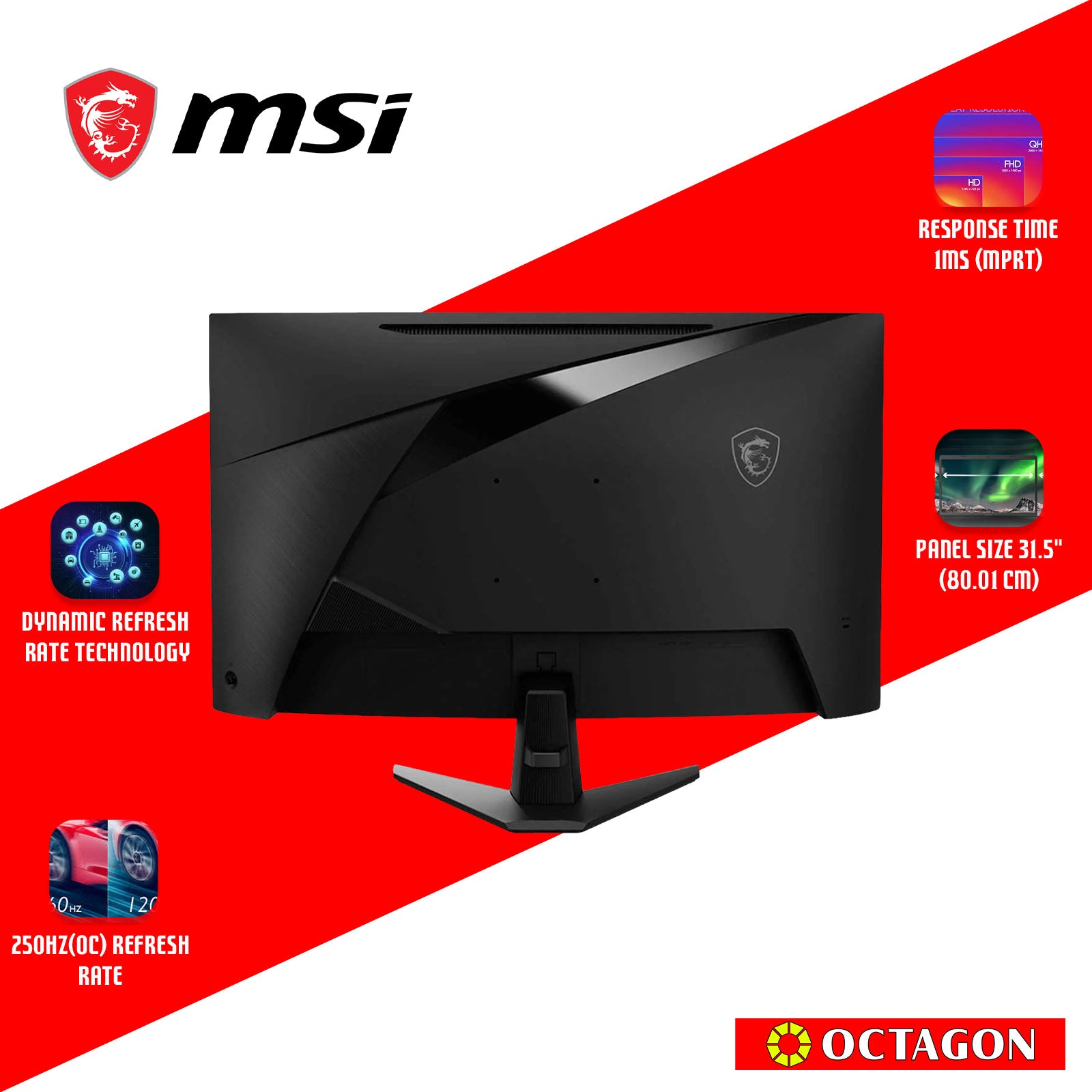 MSI MAG32C6X 31.5 1MS 250HZ FHD CURVE GAMING MONITOR