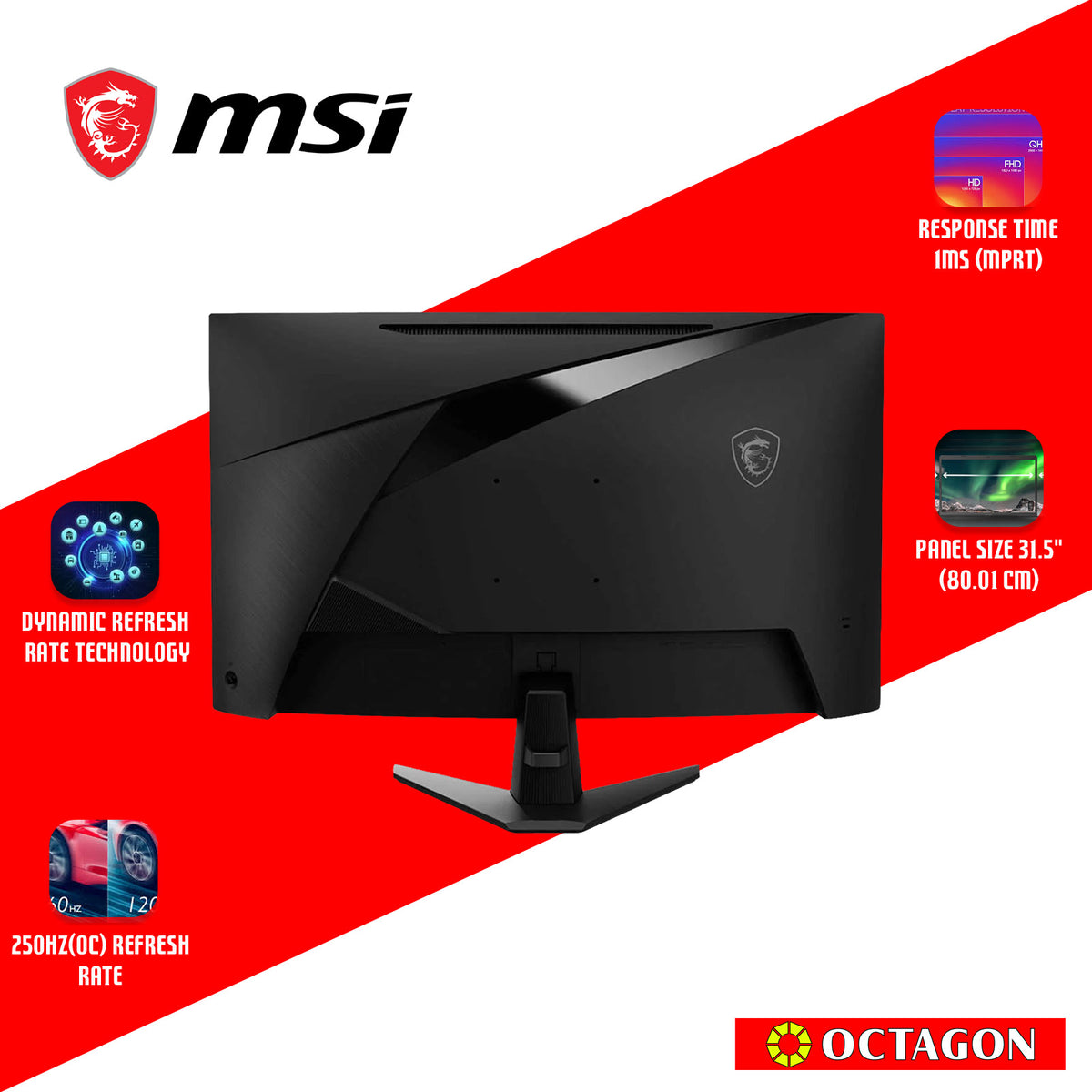 MSI MAG32C6X 31.5 1MS 250HZ FHD CURVE GAMING MONITOR