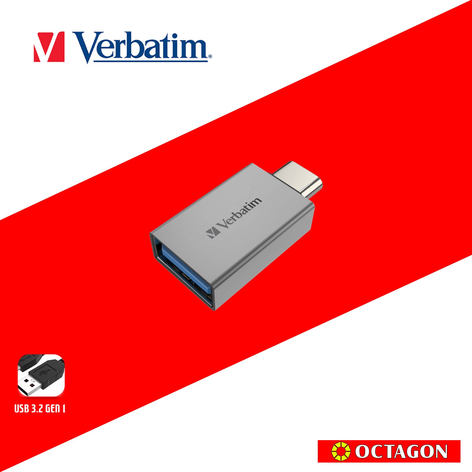 VERBATIM 66885 USB C 3.2 GEN 1 TO TYPE C ADAPTER GREY