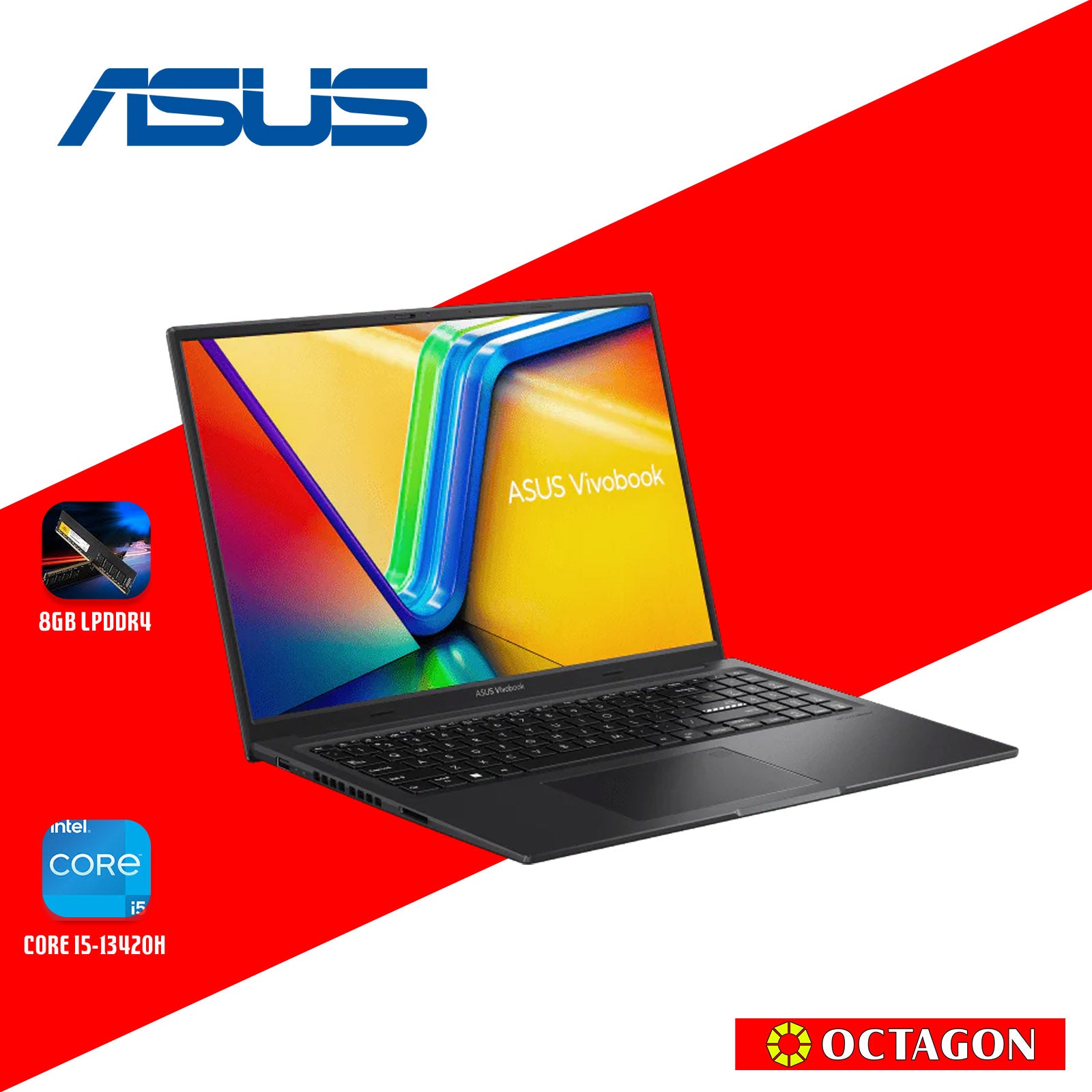 ASUS VIVOBOOK 16X K3605VC-RP493W/ CORE I5-13420H/ 8GB/ 512GB SSD/ 16 WUXGA/ WIN 11/ RTX3050 4GDG/ BLK (BAG INSIDE)