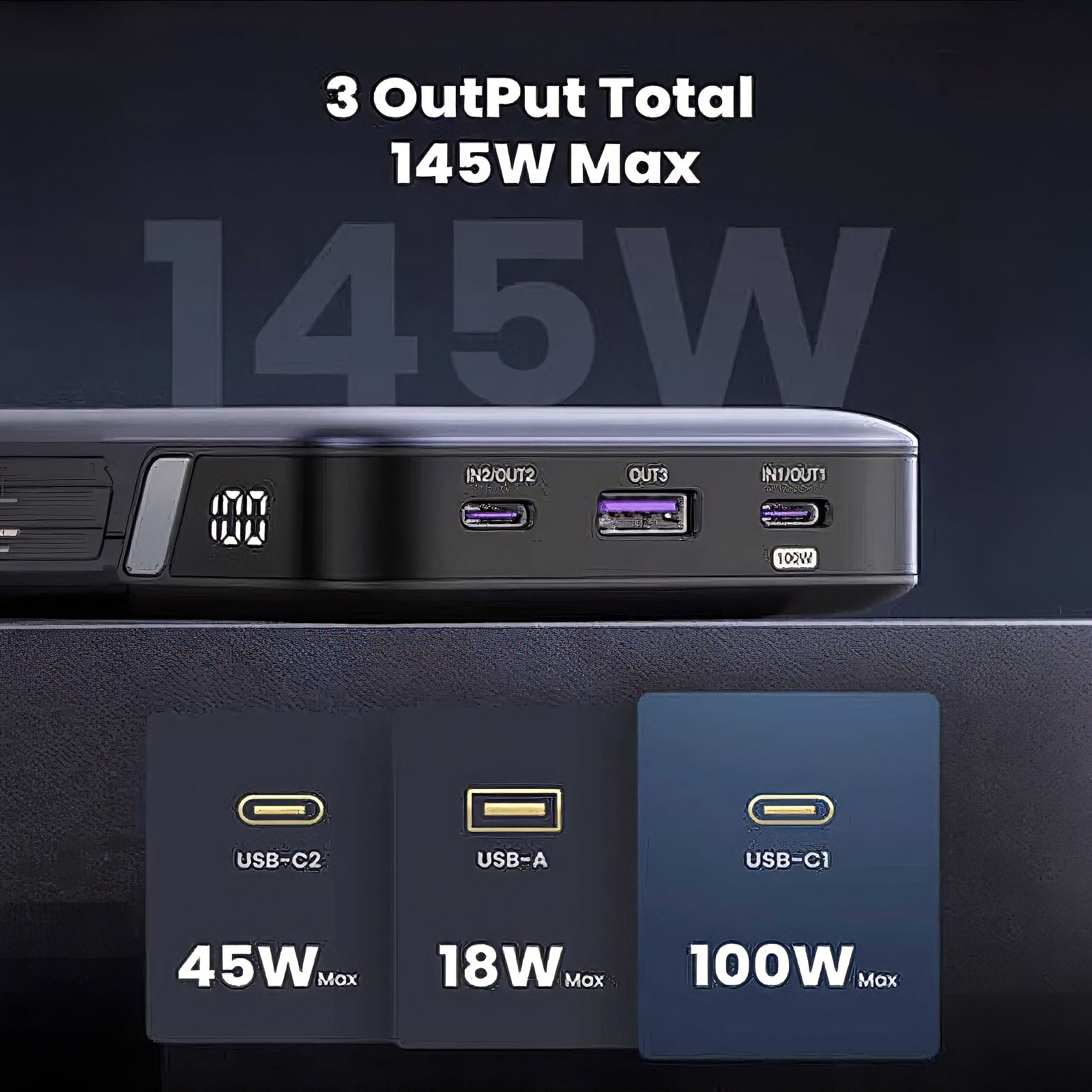 UGREEN PB205/90597A 25000MAH POWERBANK 145W TWO-WAY FAST CHARGING - SPACE GRAY