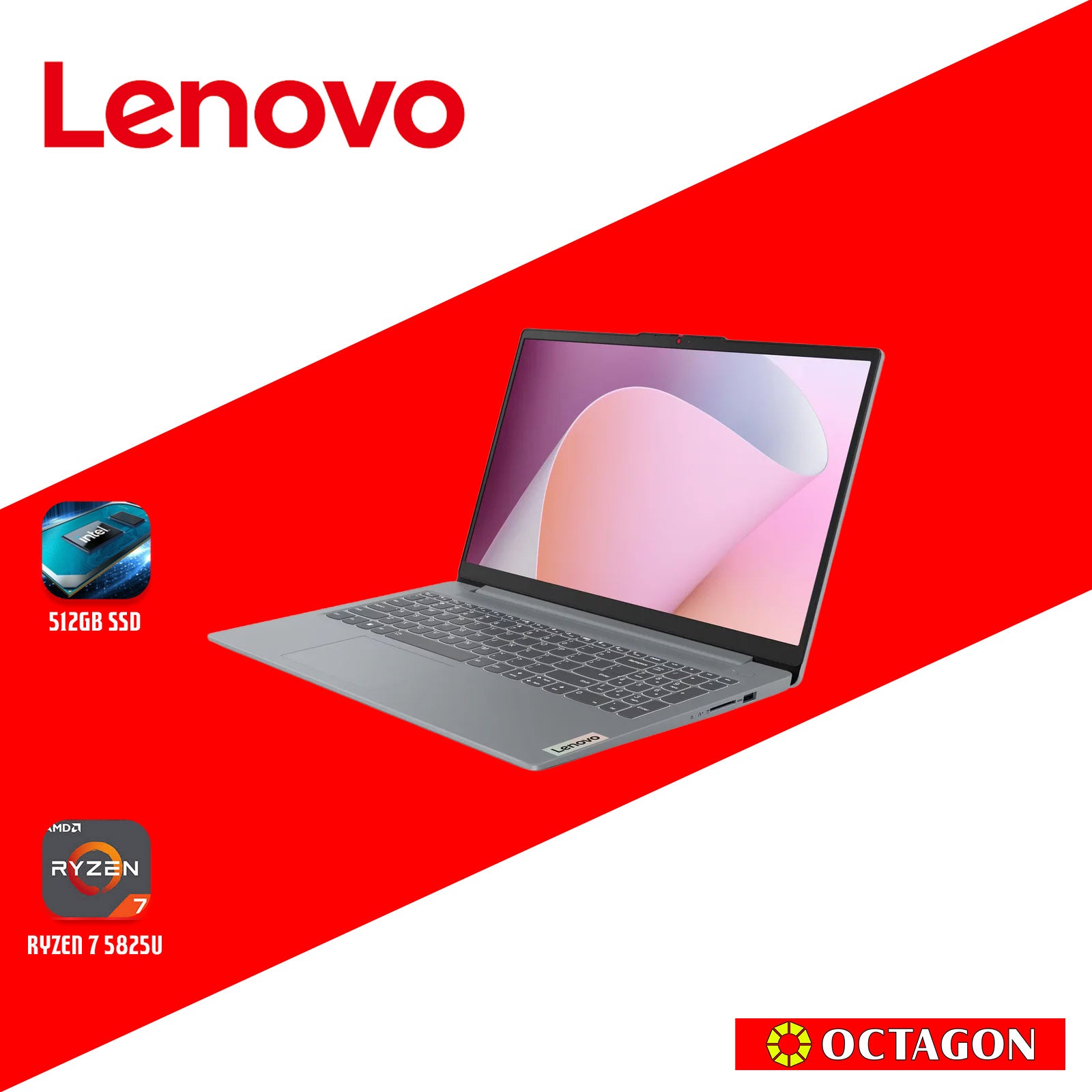 LENOVO IDEAPAD SLIM 3 (82XM011NPH)/ RYZEN 7 5825U/ 16GB/ 512GB SSD/ 15.6" FHD/ WIN 11/ OFFICE HOME 2024 + OFFICE 365 1YR/ GREY