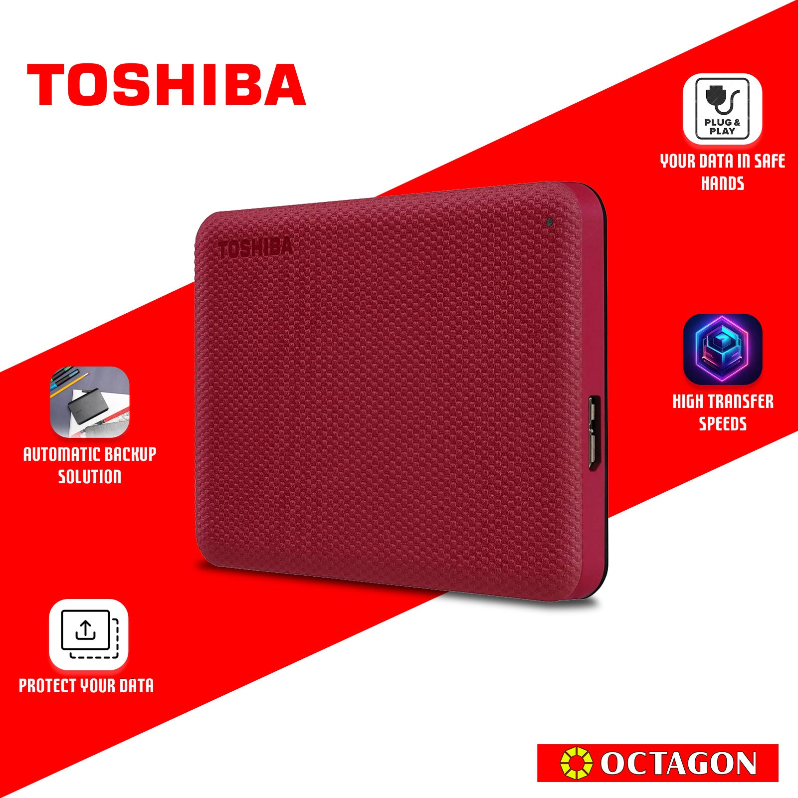 TOSHIBA 2TB ADVANCE HDD W/ PASS