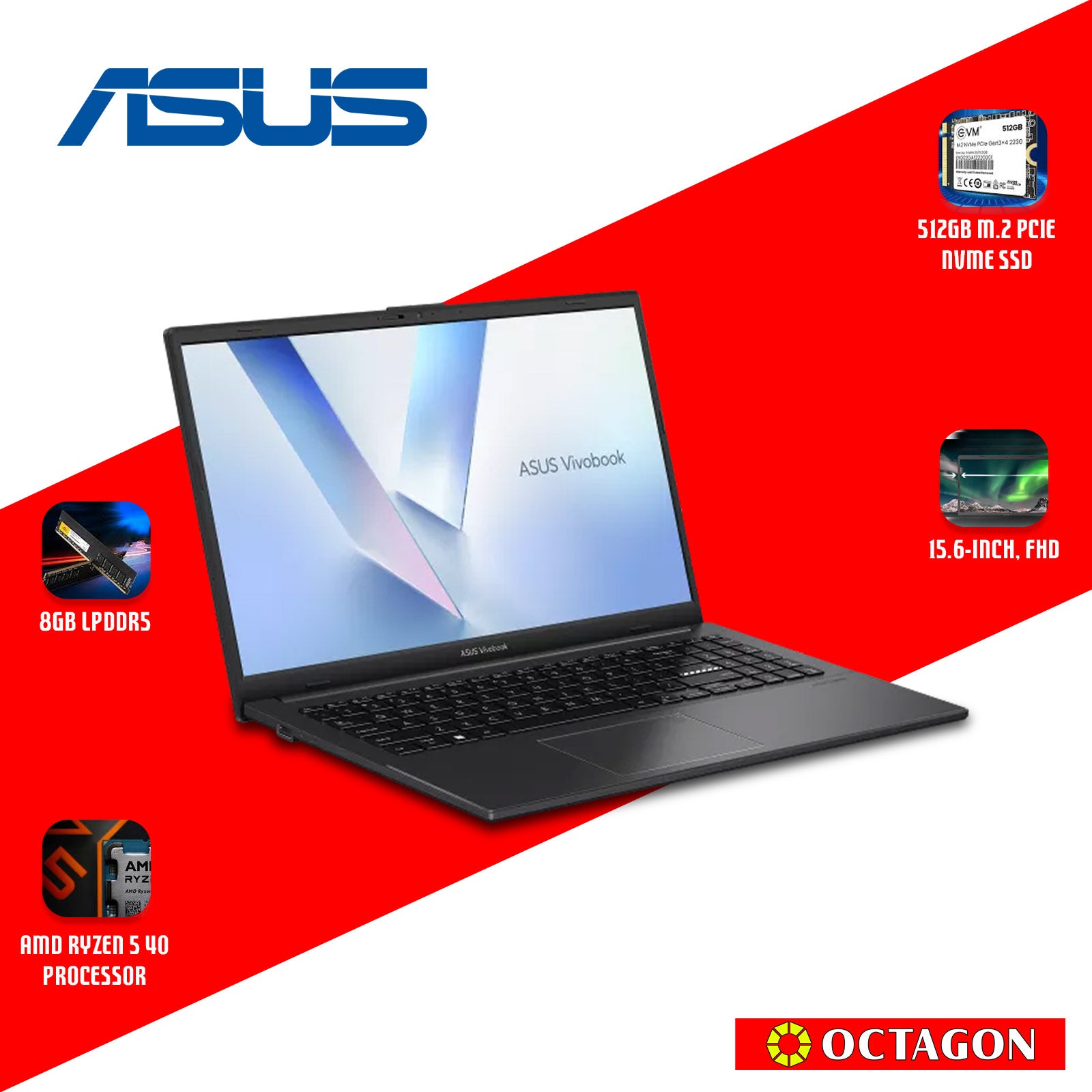 ASUS E1504FA-BQ5586WSM/ RYZEN 5-40/ 8GB/ 512GB SSD/ 15.6 FHD/ WIN 11