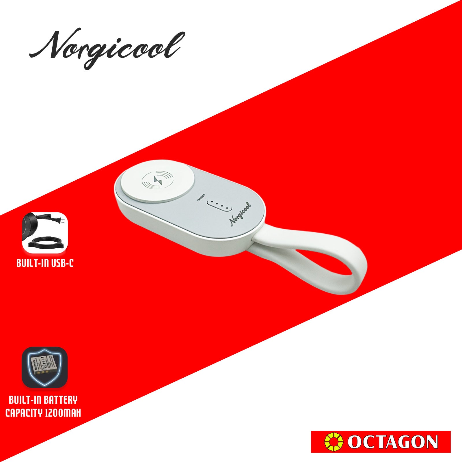 NORGICOOL NP005 TYPE C IWATCH WIRELESS CHARGER 1200MAH WHITE