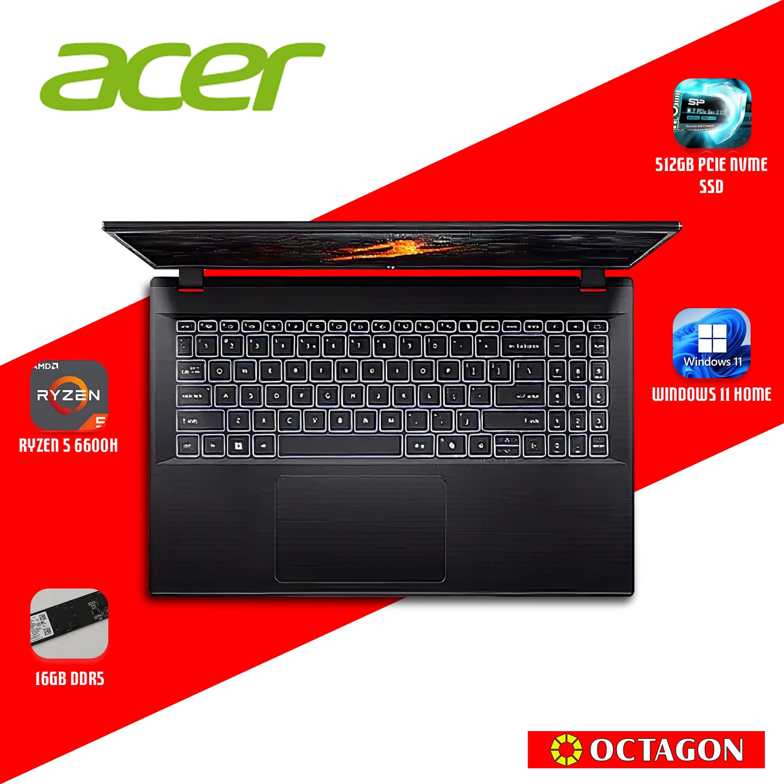 ACER NITRO V ANV15-42-R2UH OPI/RYZEN 5 7640HS/ 16GB DDR5/ 512GB SSD/ 15.6 FHD IPS/ WIN 11/ RTX4050 6GB