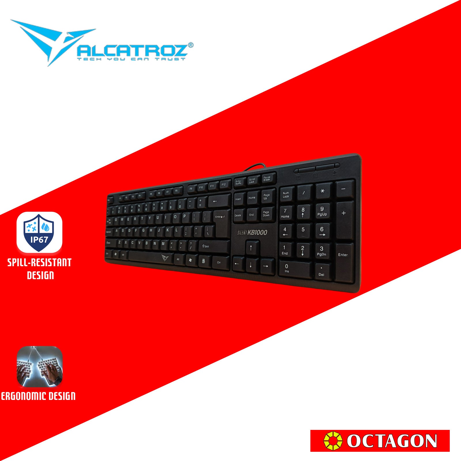 ALCATROZ SILENT KB1000 USB KEYBOARD BLACK