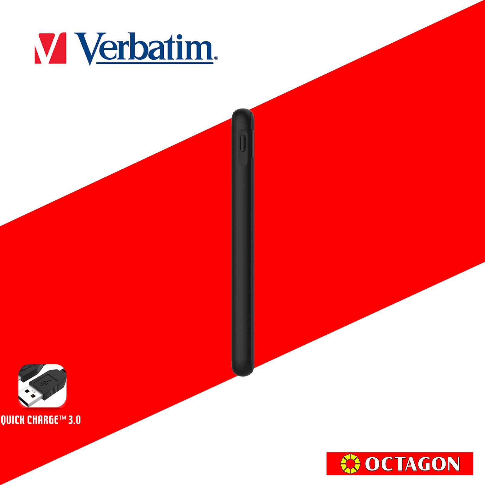 VERBATIM 66439 10000MAH LIGHTWEIGHT POWER PACK PD 18W + QC 3.0 18W (GREY)