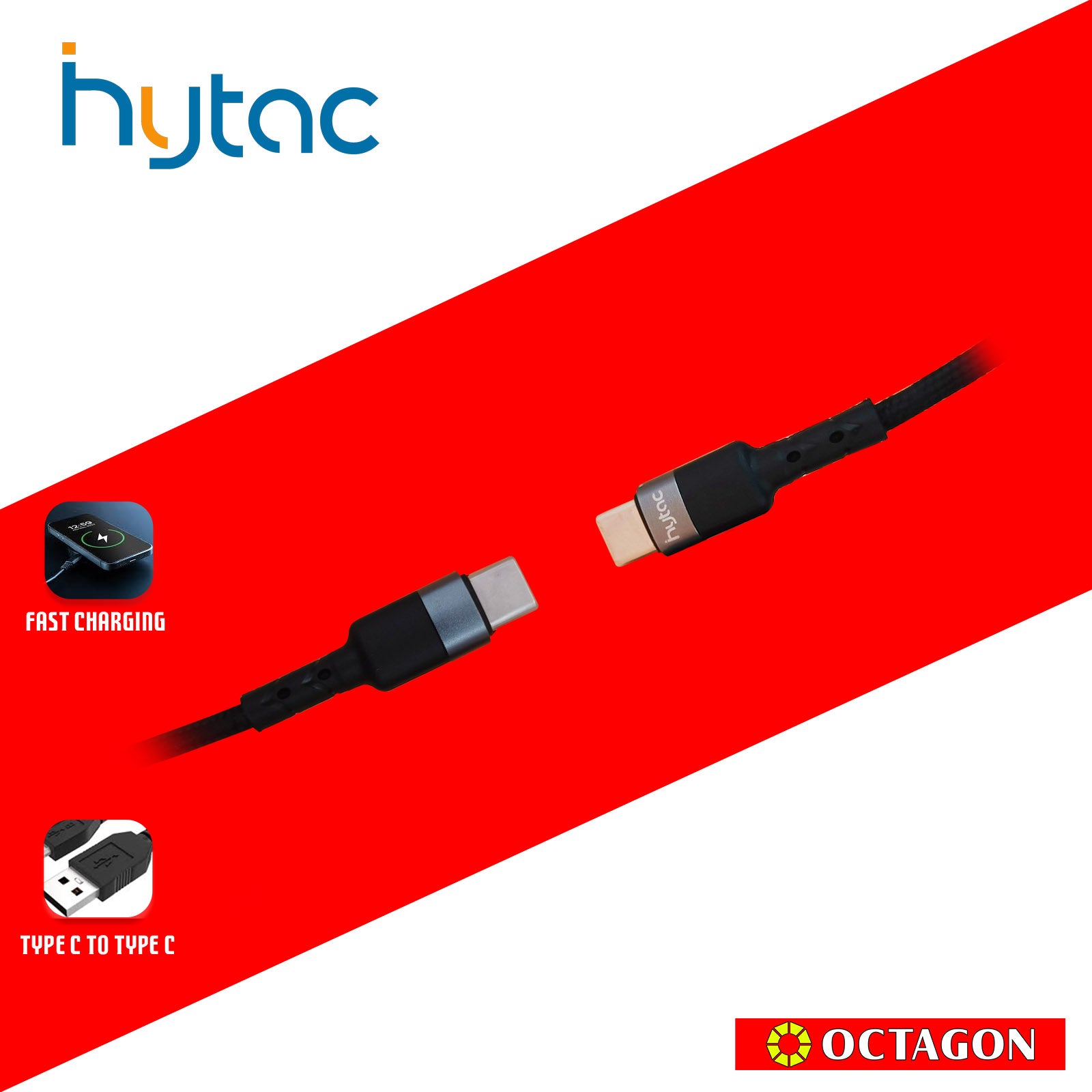 HYTAC HCC204CC TYPE C TO TYPE C FAST CHARGING CABLE 60W 50CM BLACK
