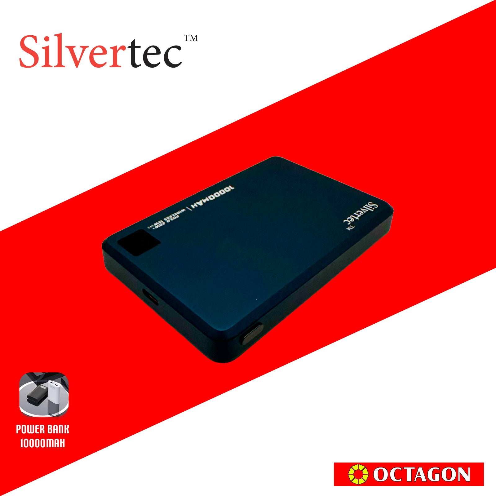 SILVERTEC SRT-MP100-BL ULTRA-SLIM MAGNETIC WIRELESS PD20W POWERBANK 10000MAH (NAVY BLUE)