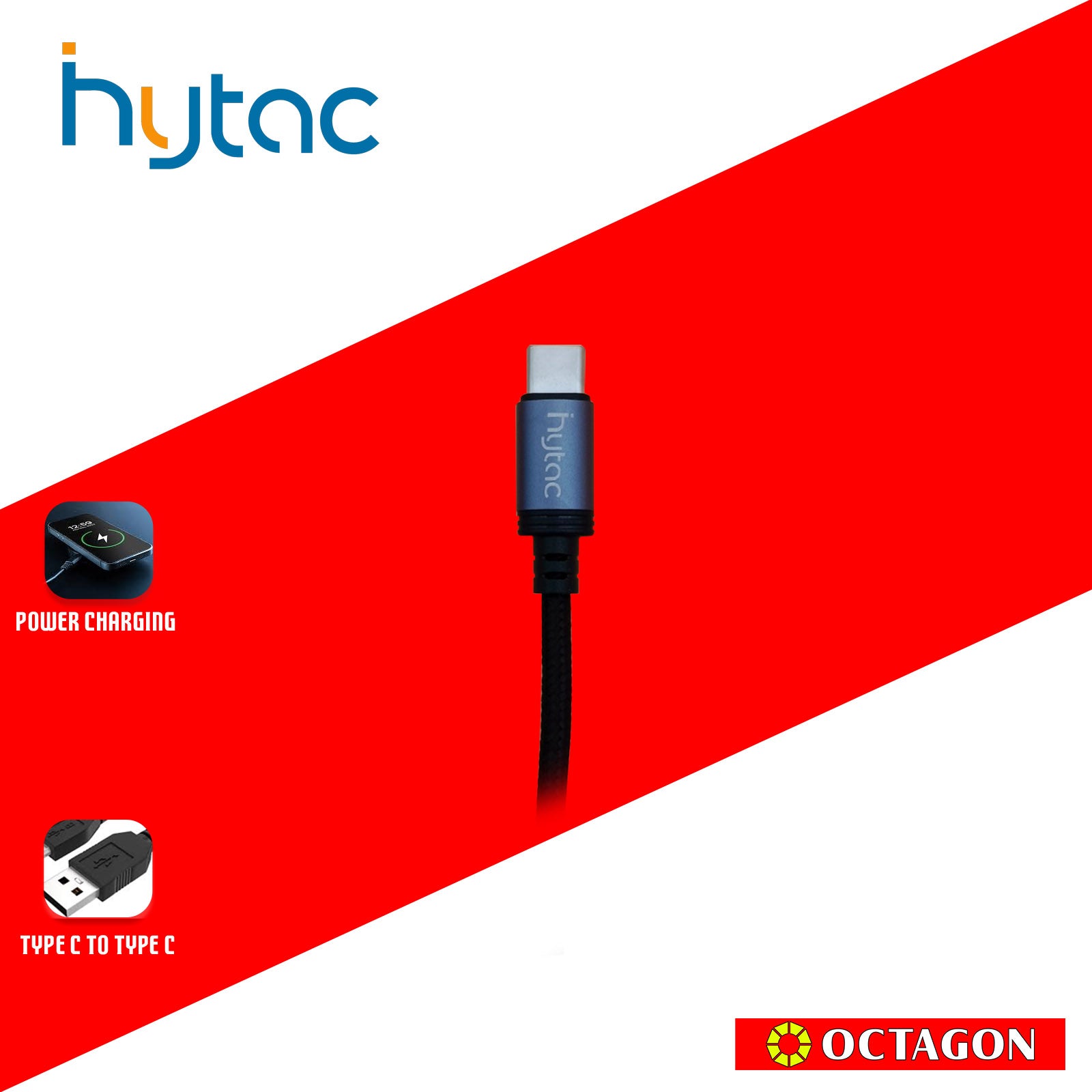 HYTAC HCC203CC TYPE C TO TYPE C FAST CHARGING CABLE 60W 2M BLACK