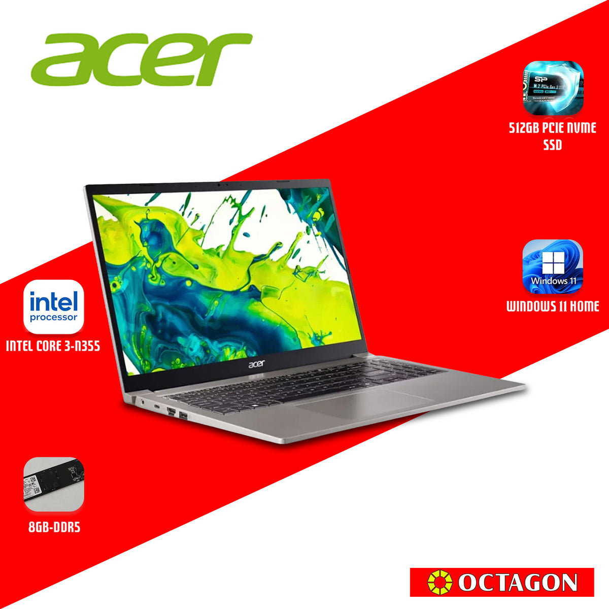 ACER ASPIRE LITE AL15-33P-332M/ INTEL CORE3 N355/ 8GB/ 512GB SSD/ 15.6 IPS FHD/ WIN 11
