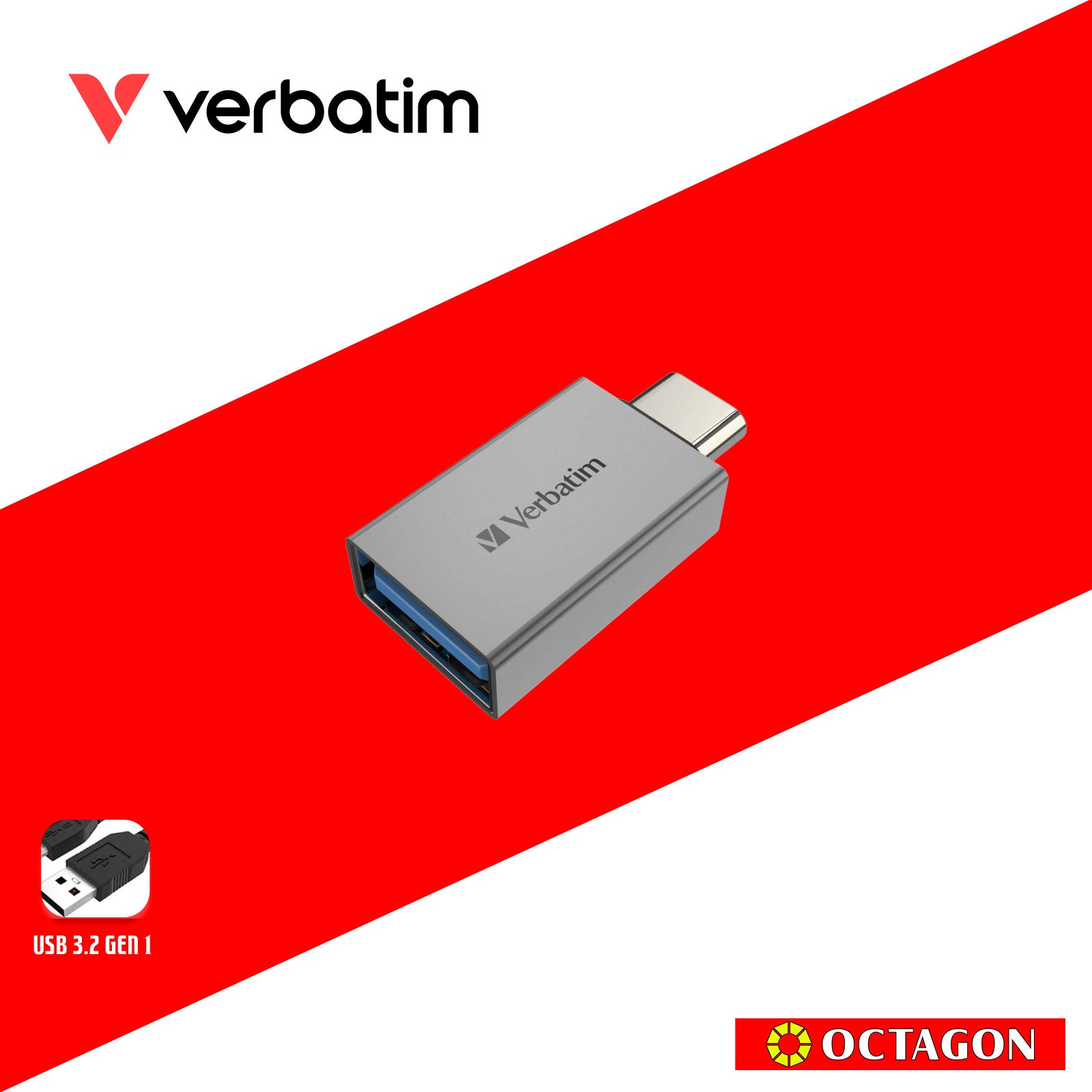 VERBATIM 66885 USB C 3.2 GEN 1 TO TYPE C ADAPTER GREY
