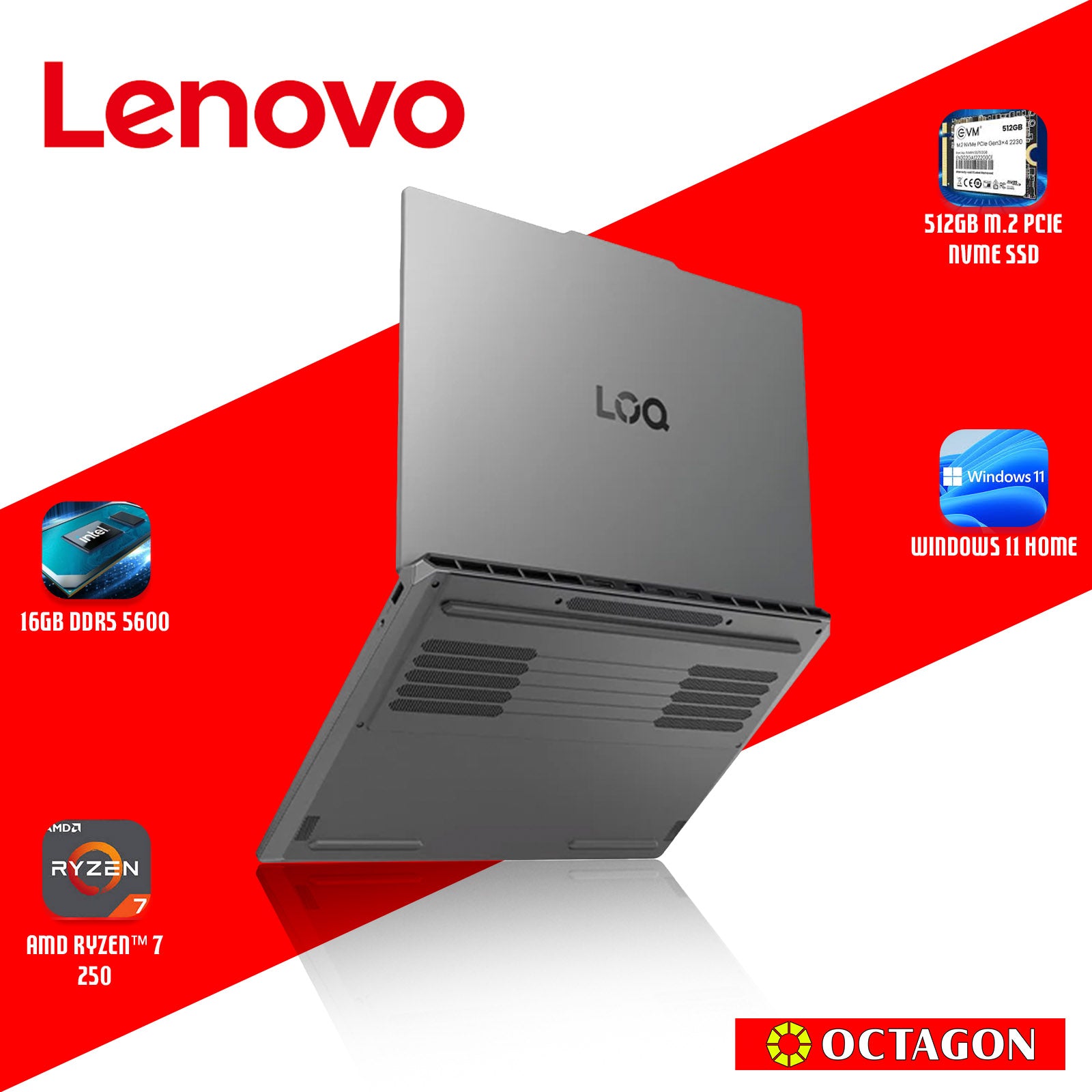 LENOVO LOQ-15 (83TN005HPH)/ RYZEN 7 250/ 16GB/ 512GB SSD/ 15.3 WUXGA (165HZ)/ WIN 11/ OFFICE HOME 2024/ RTX 5050 8GB