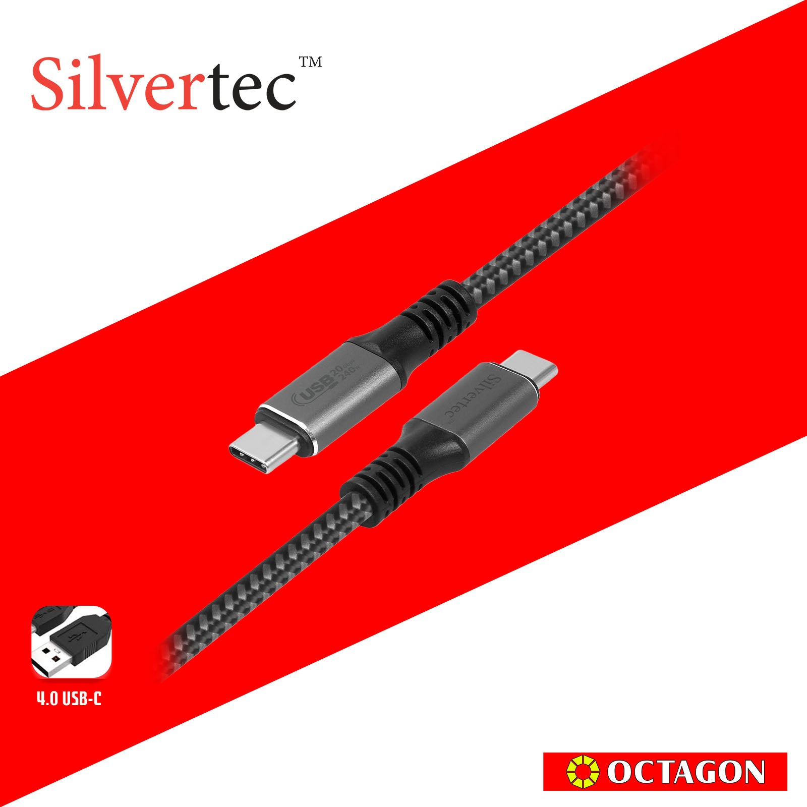 SILVERTEC SW-CC4200-BK USB4.0 C 2M 240W 40GBPS CABLE