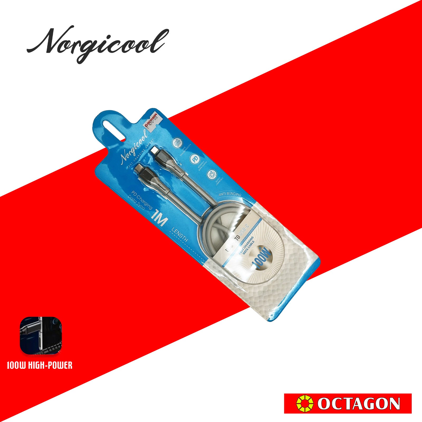 NORGICOOL NLC601C 100W PD USB-C/C CABLE 1M