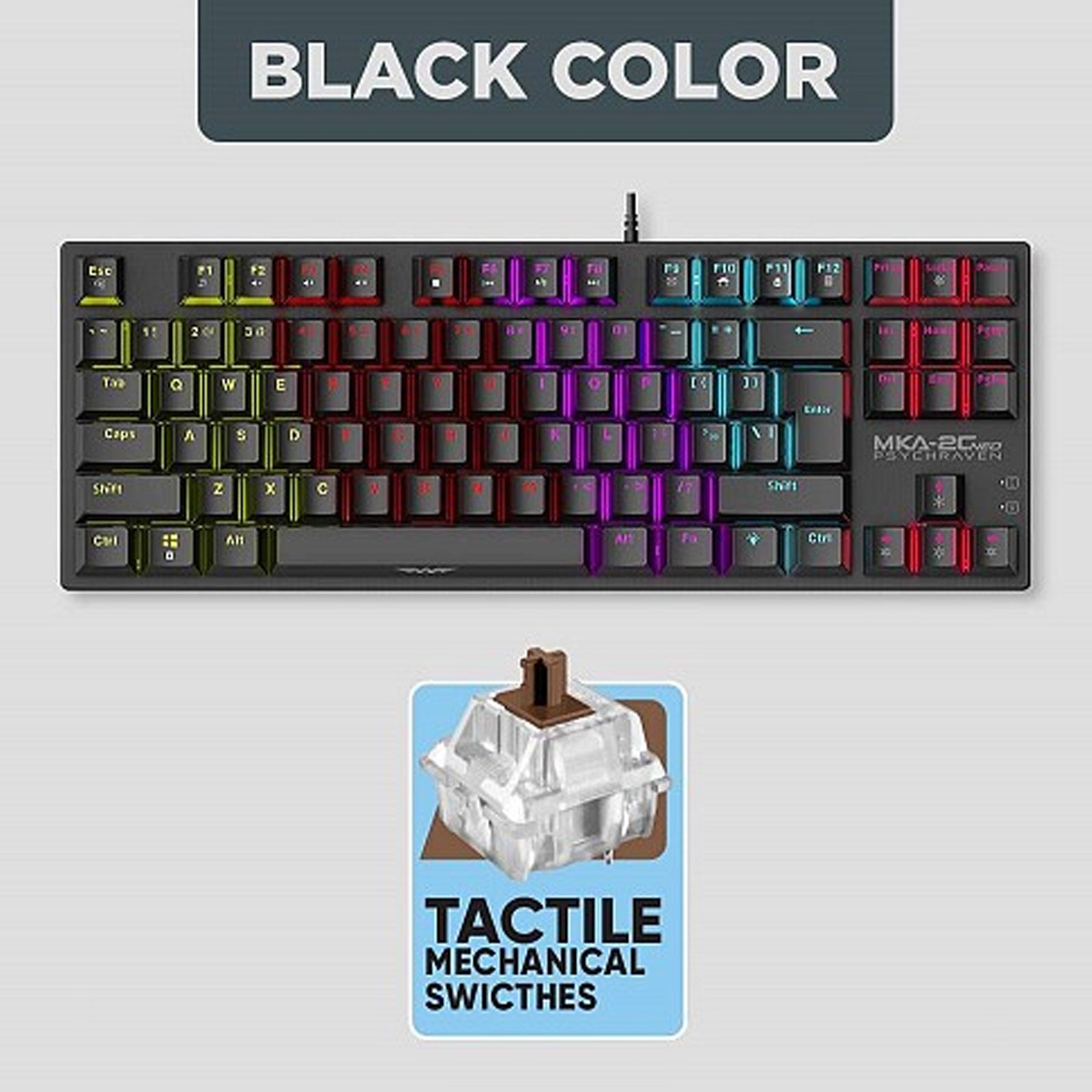 ARMAGGEDDON MKA-2C NEO PSYCHRAVEN 87 KEYS MECHANICAL KEYBOARD BLACK (CLICKY)