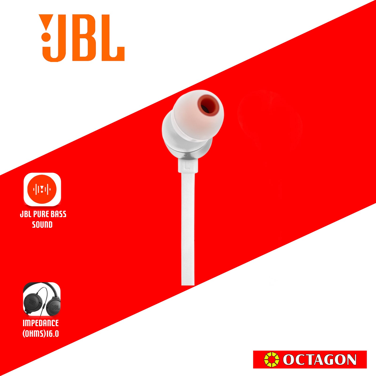 JBL T310C WHITE WIRED EARPHONES WITH MIC