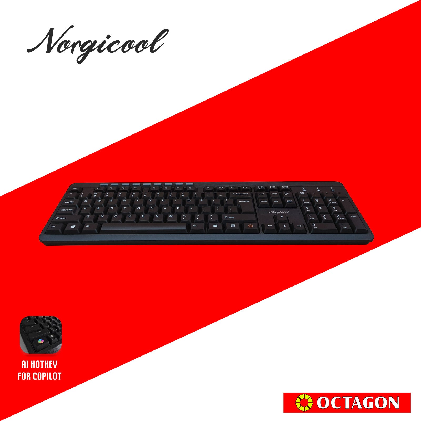 NORGICOOL NK8288I BLACK USB KEYBOARD 104 KEYS