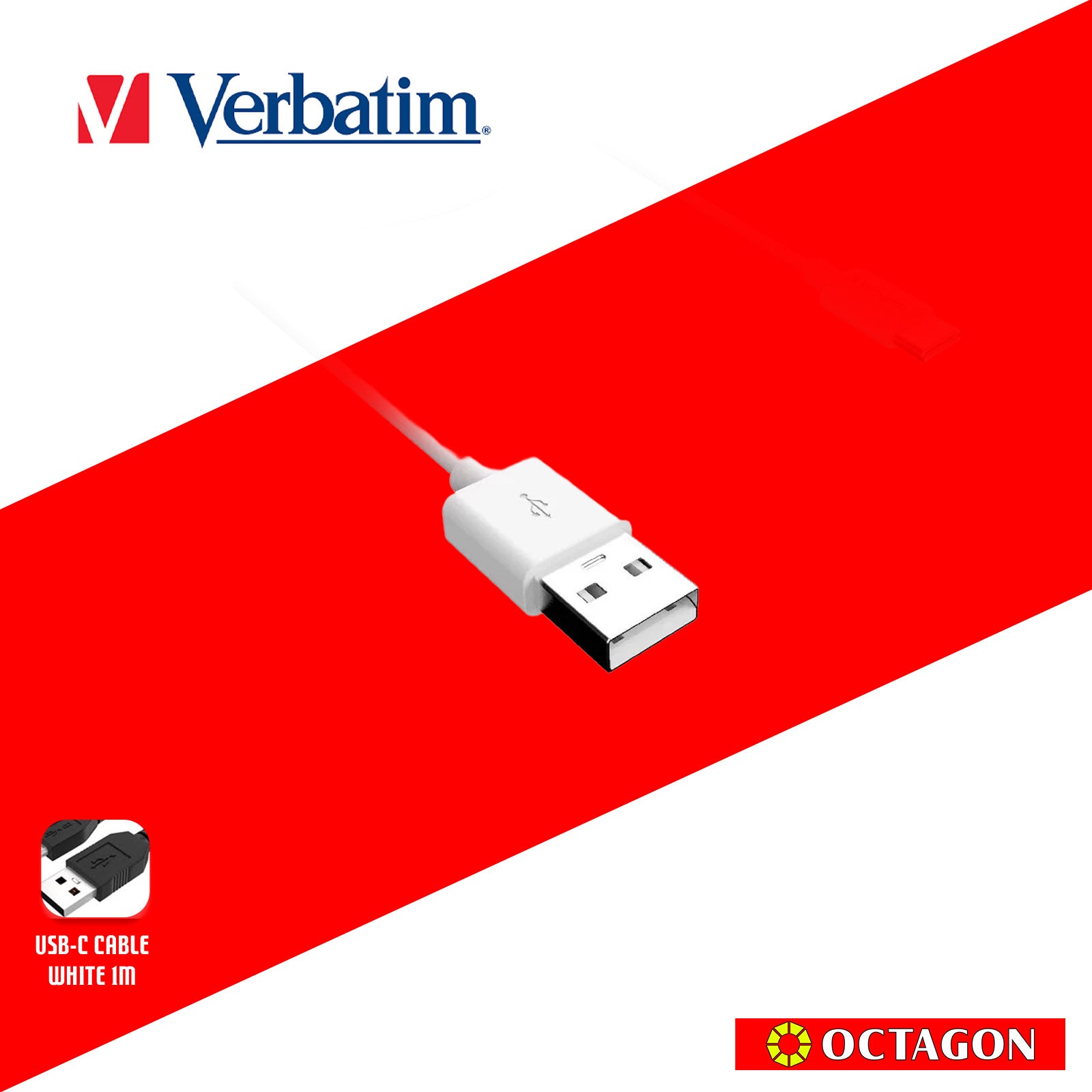 VERBATIM 66582 LIGHTNING TO USB-C CABLE WHITE 1M