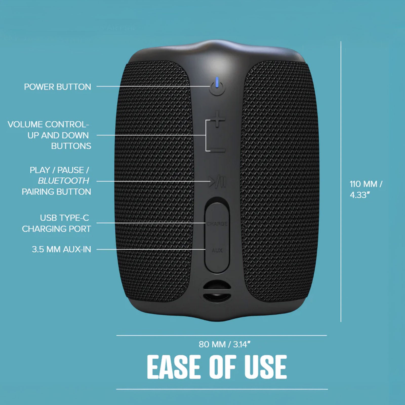 CREATIVE MUVO PLAY MF8365 BLUE WATERPROOF PORTABLE BLUETOOTH 5.3