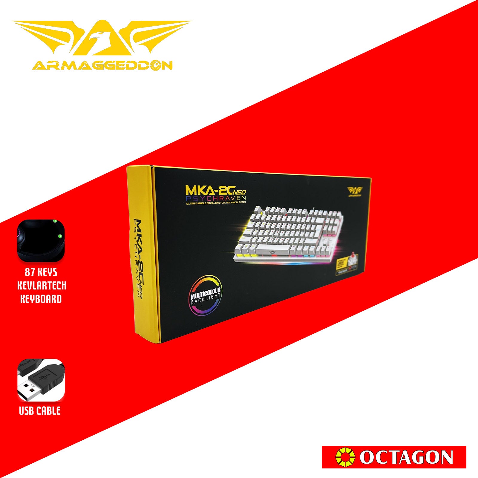 ARMAGGEDDON MKA-2C NEO WHITE (LINEAR) USB 87 KEYS GAMING KEYBOARDS/HOT SWAP