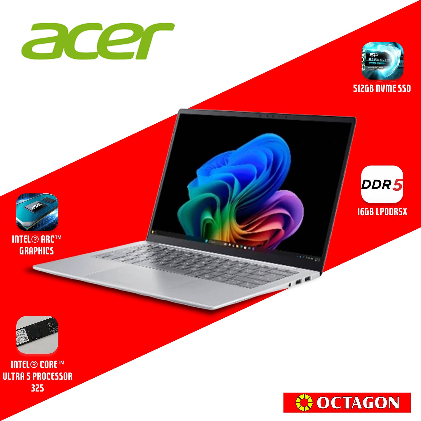 ACER SWIFT EDGE 14 SFE14-I51-52JE/ CORE ULTRA 5 325/ 16GB/ 512GB SSD/ 14 OLED WUXGA/ OFFICE HOME 2024 + O365/ WIN 11 HOME