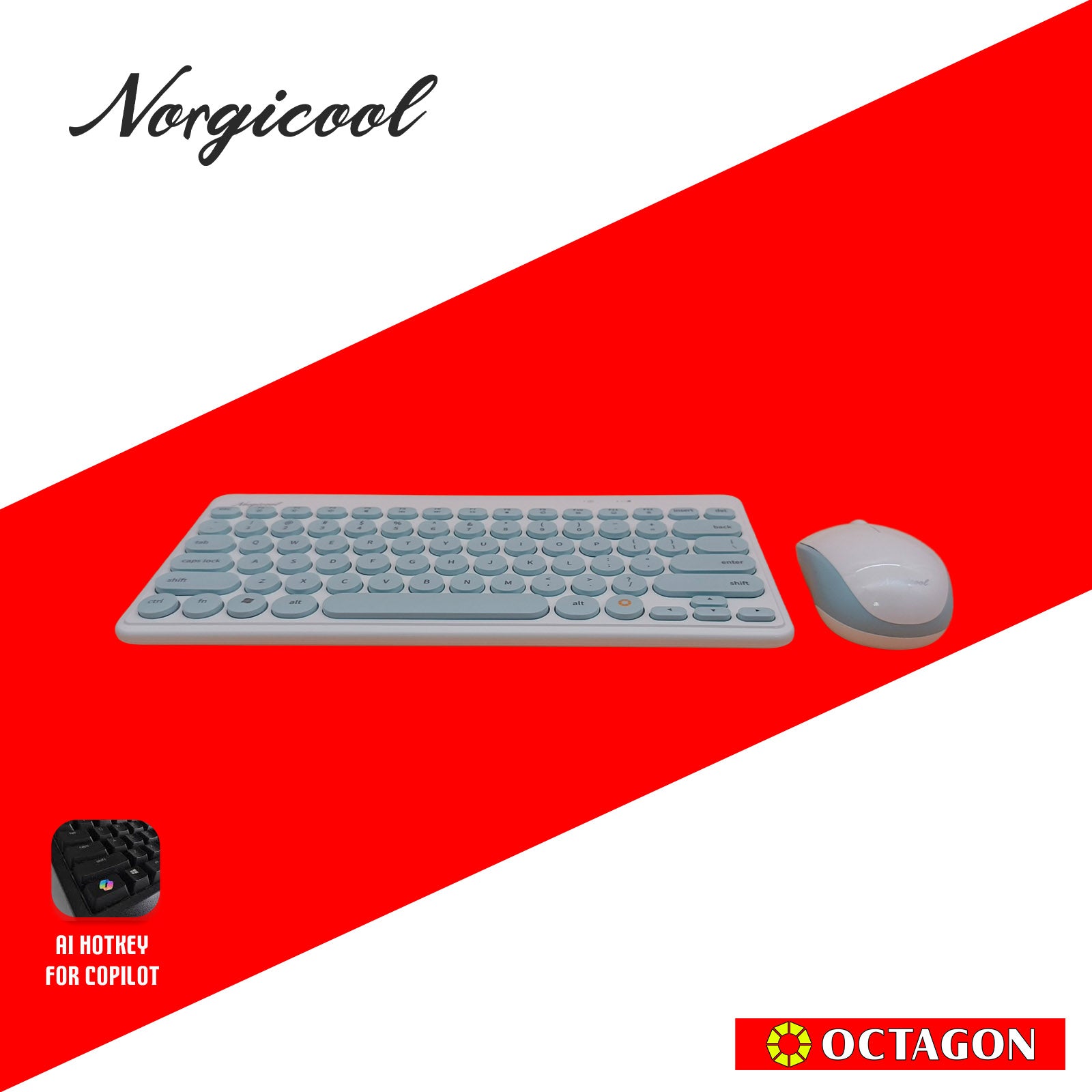 NORGICOOL NKM263W-BLI 2.4G WIRELESS MINI COMBO WHITE/BLUE