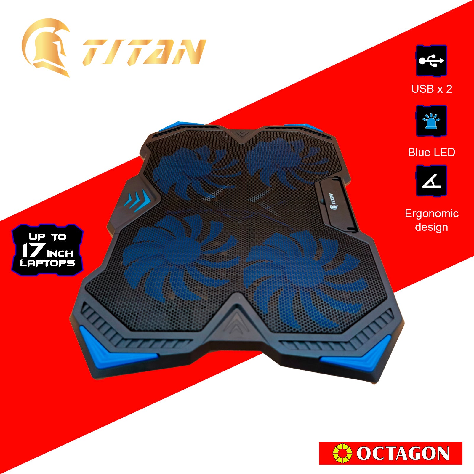 TITAN TCP97 17 NOTEBOOK COOLER BLUE LED