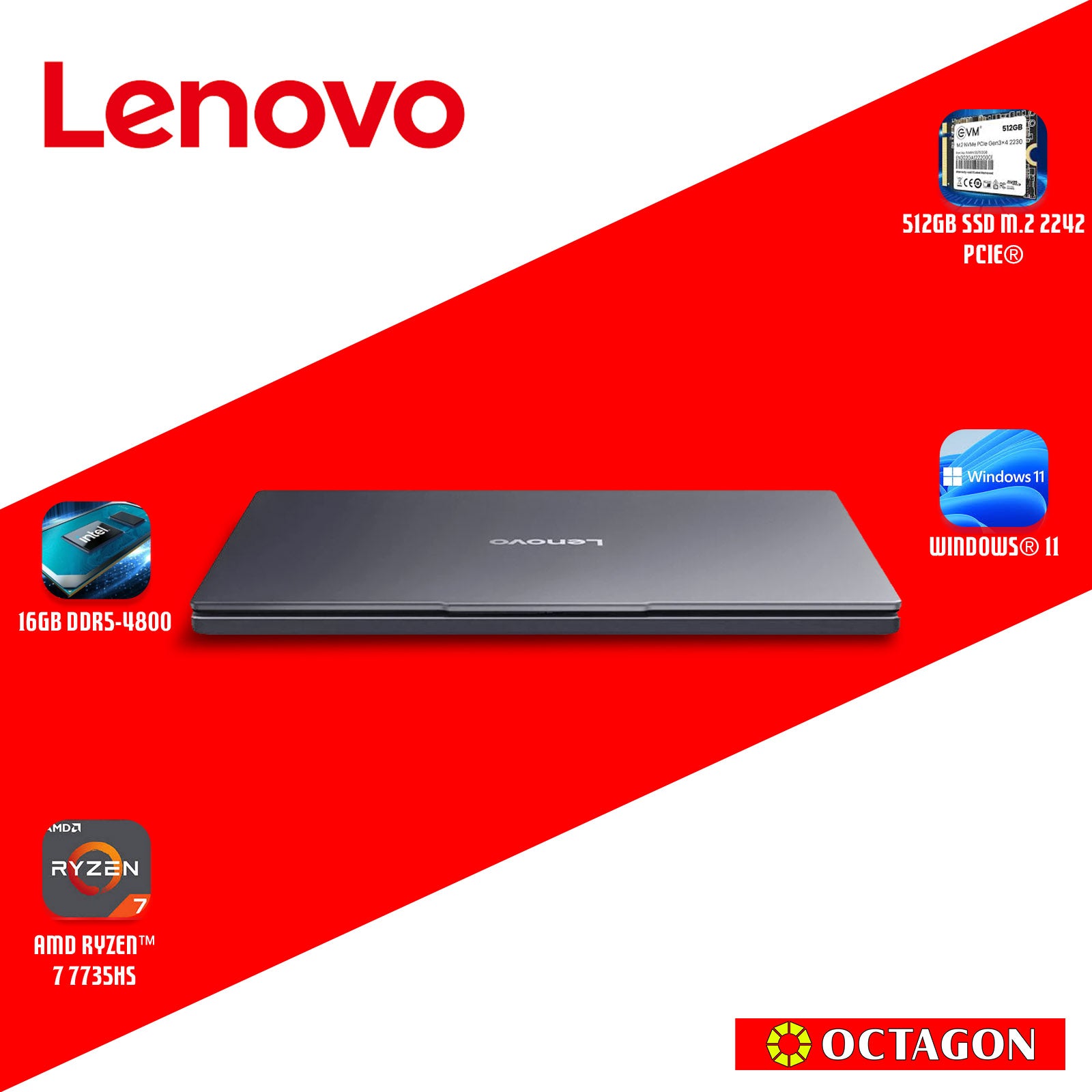 LENOVO IP S3-15 (83K700HXPH)/ RYZEN 7 7735HS/ 16GB/ 512GB SSD/ 15.3 WUXGA/ WIN 11/ OFFICE HOME 2024 + OFFICE 365