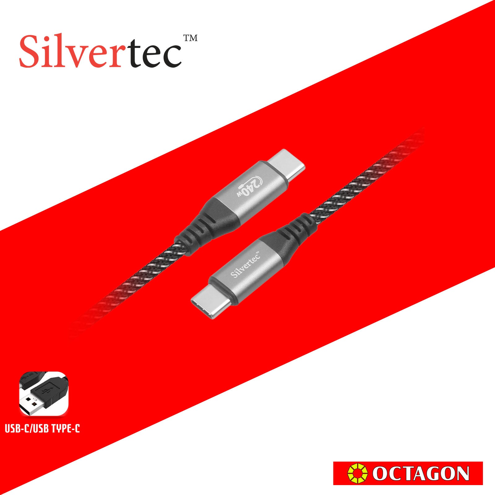SILVERTEC SW-CC200-BK USB-C 2M 240W CABLE