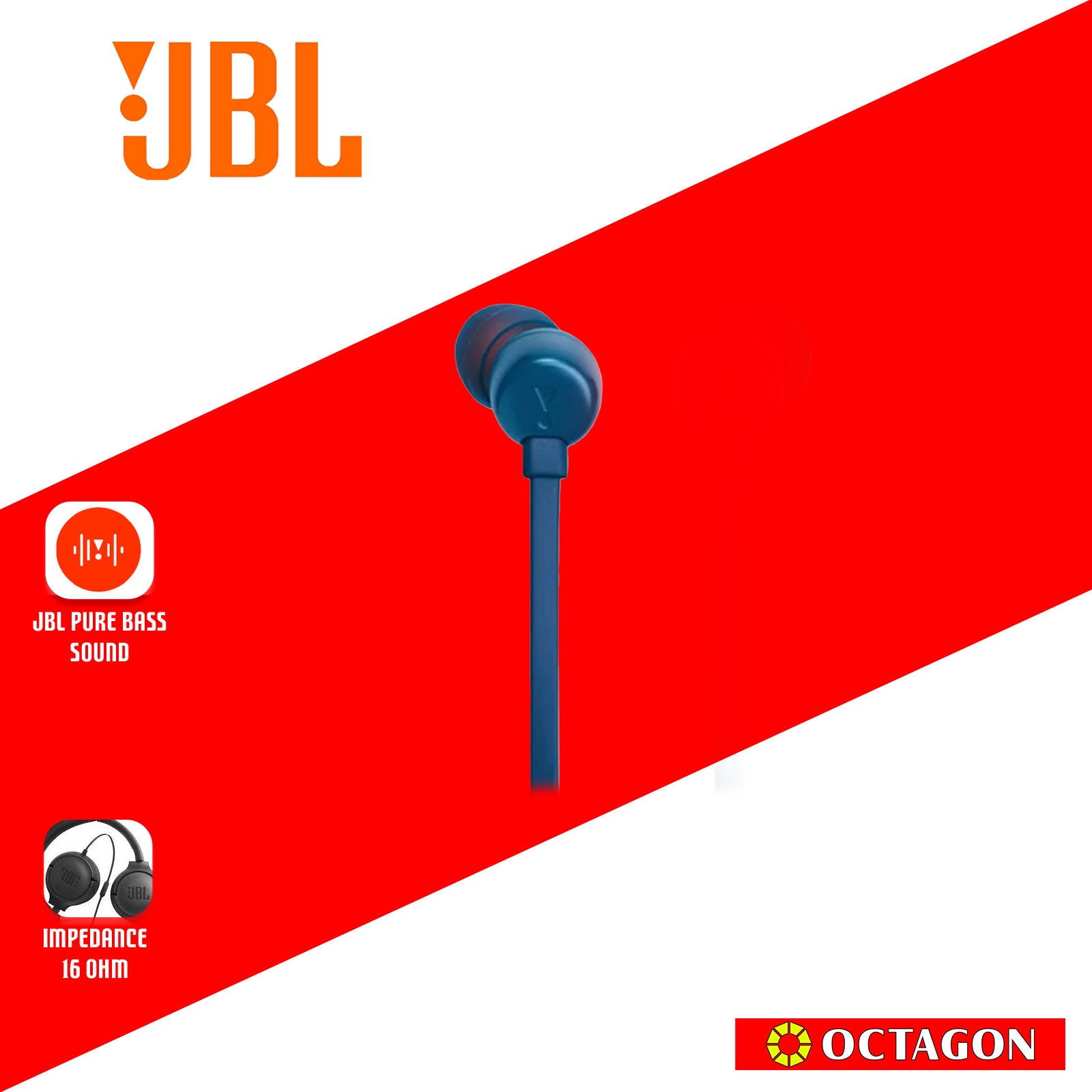 JBL T310C BLUE WIRED EARPHONE