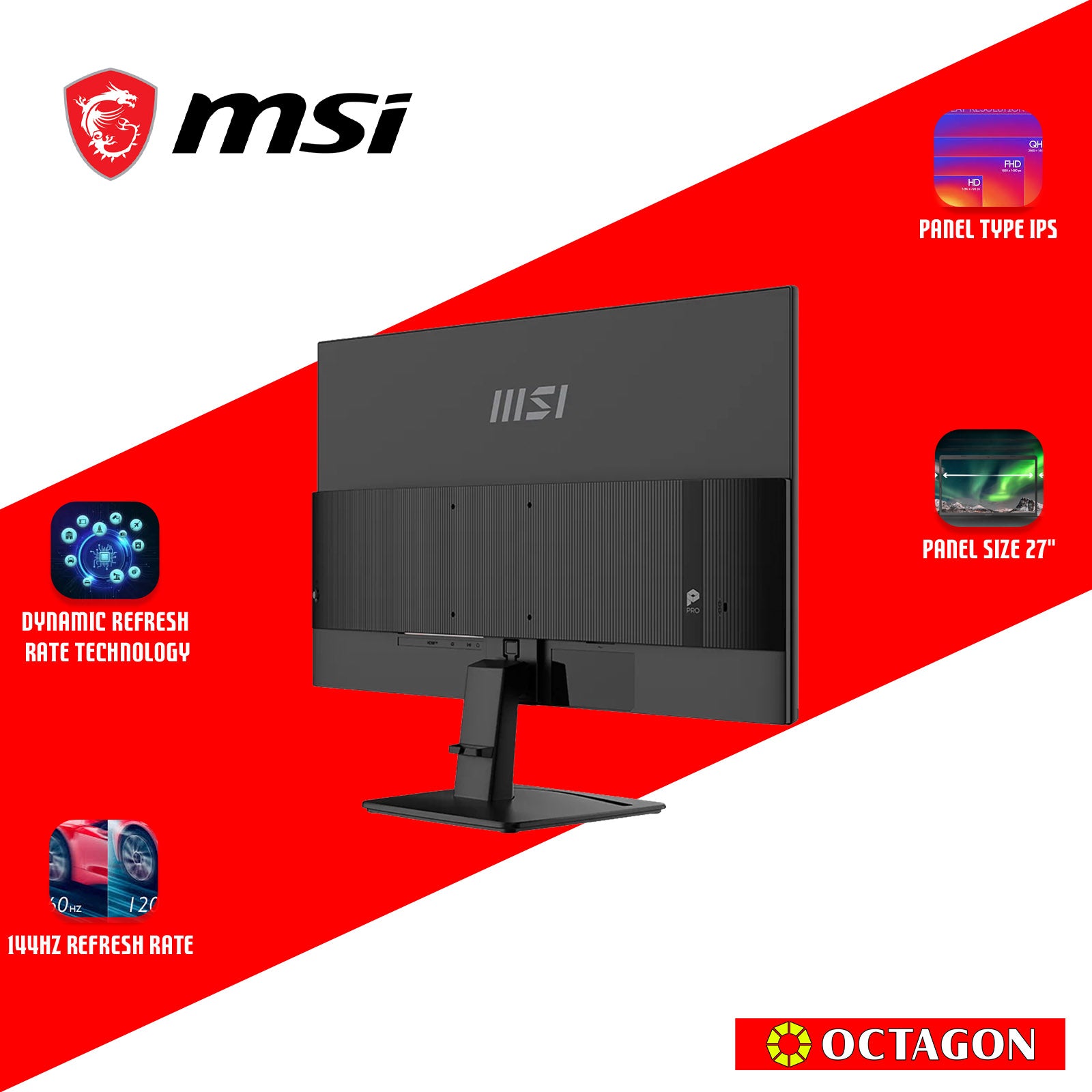 MSI PRO MP275 E14L 144HZ 1MS FHD IPS MONITOR