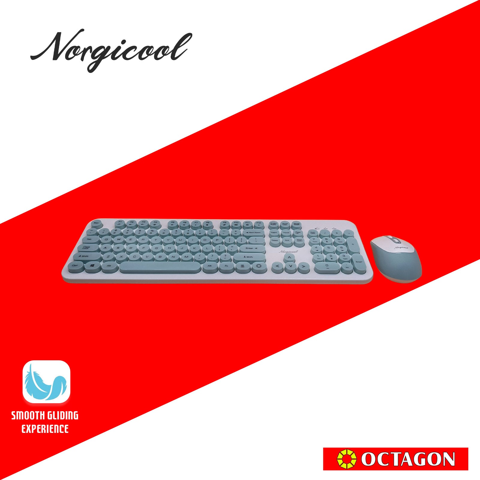 NORGICOOL NKM282W-BLI WIRELESS COMBO 104 KEYS WHITE/BLUE
